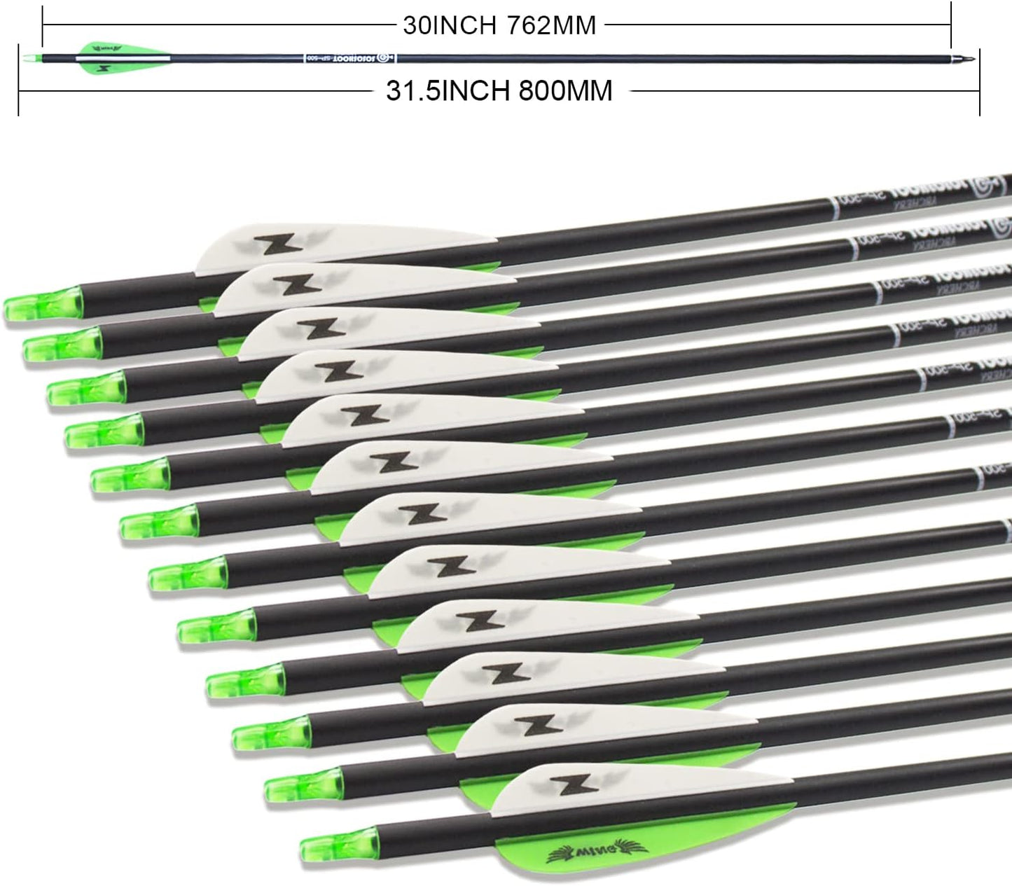 31inch Carbon Arrow Archery Targeting Practice Hunting Arrows for Compound & Recurve Bow with Removable Tips(Pack of 12)