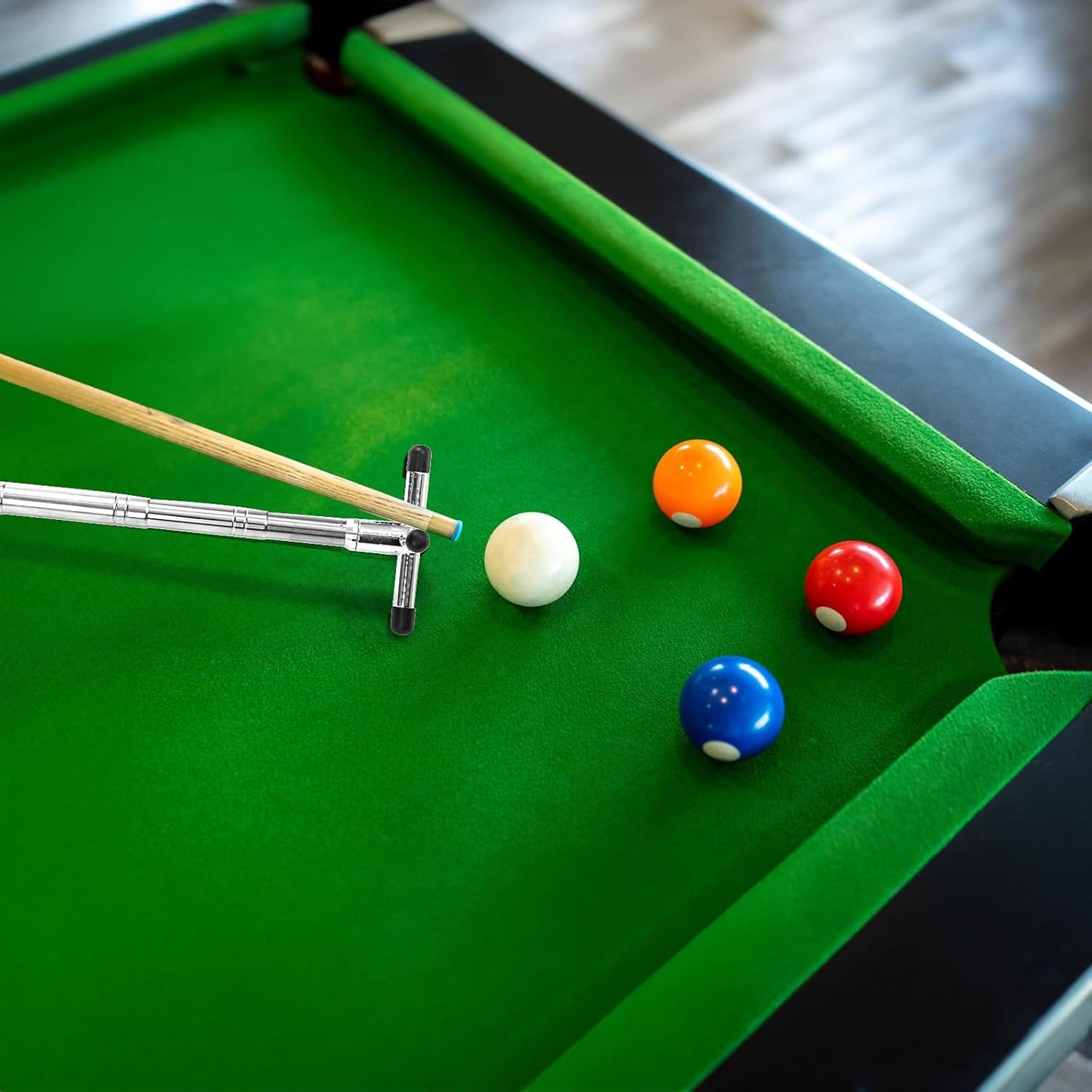 Retractable Billiards Cue Bridge, Snooker Pool Cue Bridge Stick, Billiards Cue Rest with 3 Pieces Removable Brass Bridge Head, Billiards Table Accessories for Pool Table, Game, Competition