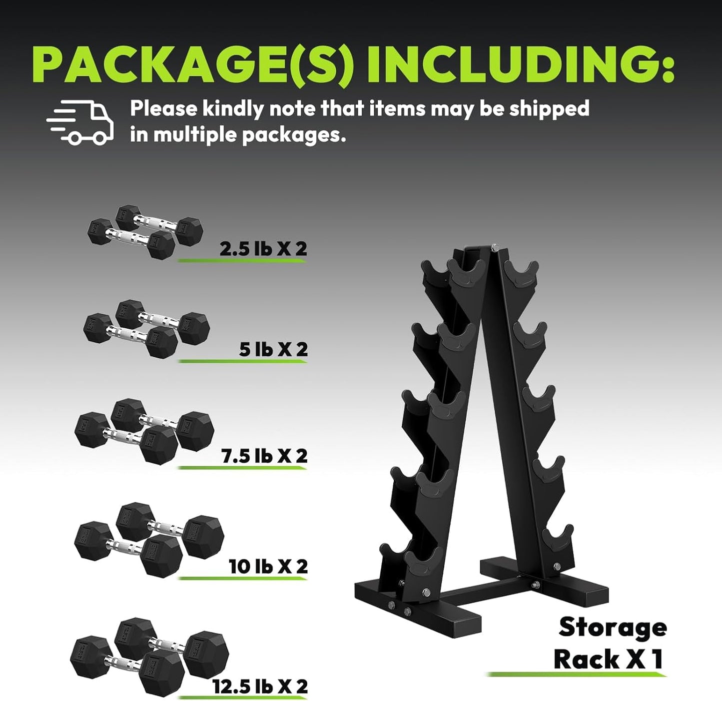 Hex Dumbbell Sets with Rack, 60-550 lb Rubber Encased Exercise & Fitness Dumbbells Set with Rack Option, Hand Weight for Strength Training, Weight Dumbbells