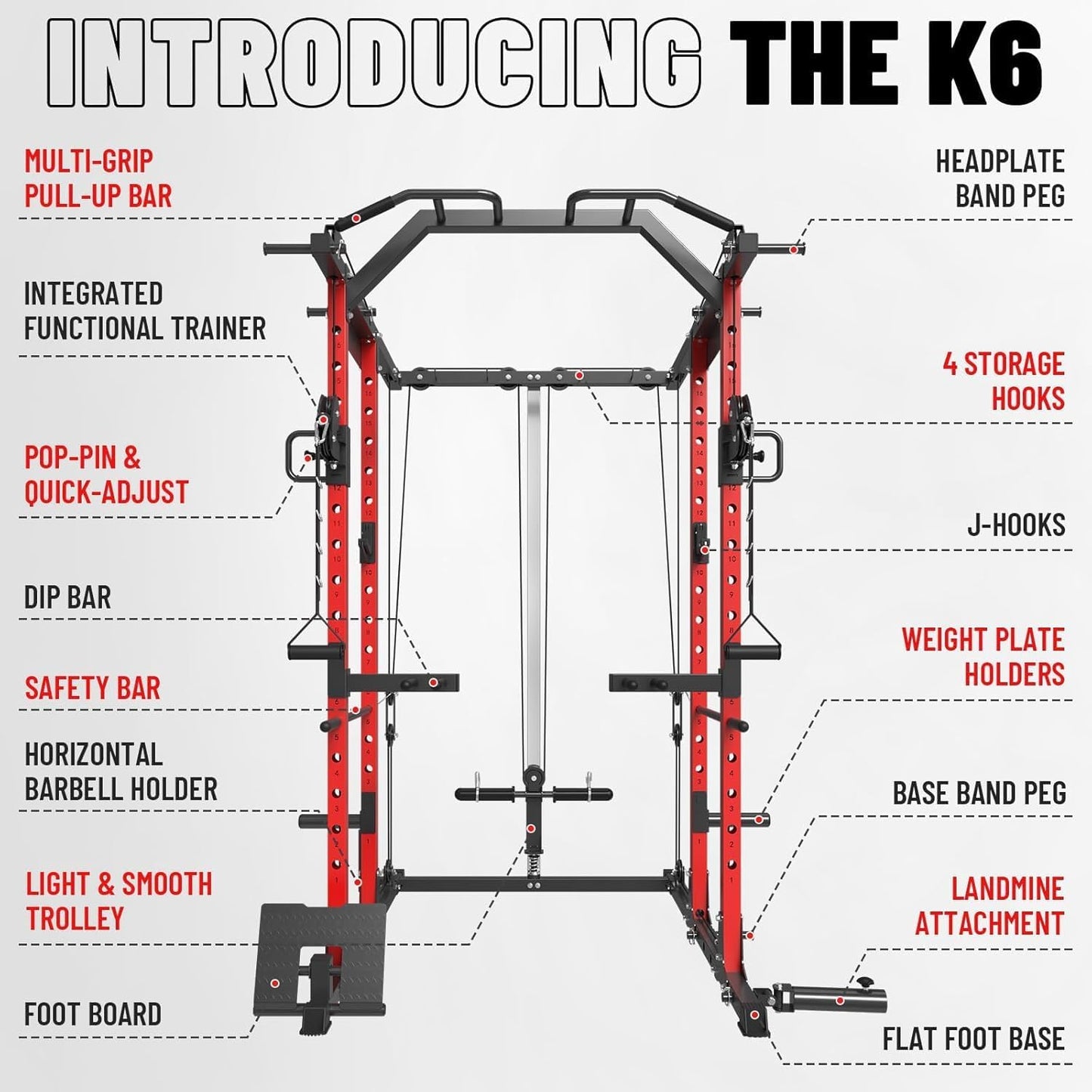 Mikolo Power Cage, Power Rack with Cable Crossover System, 1500LBS Squat Rack with LAT Pull Down System, Workout Cage with Pulley System for Fitness Home Gym