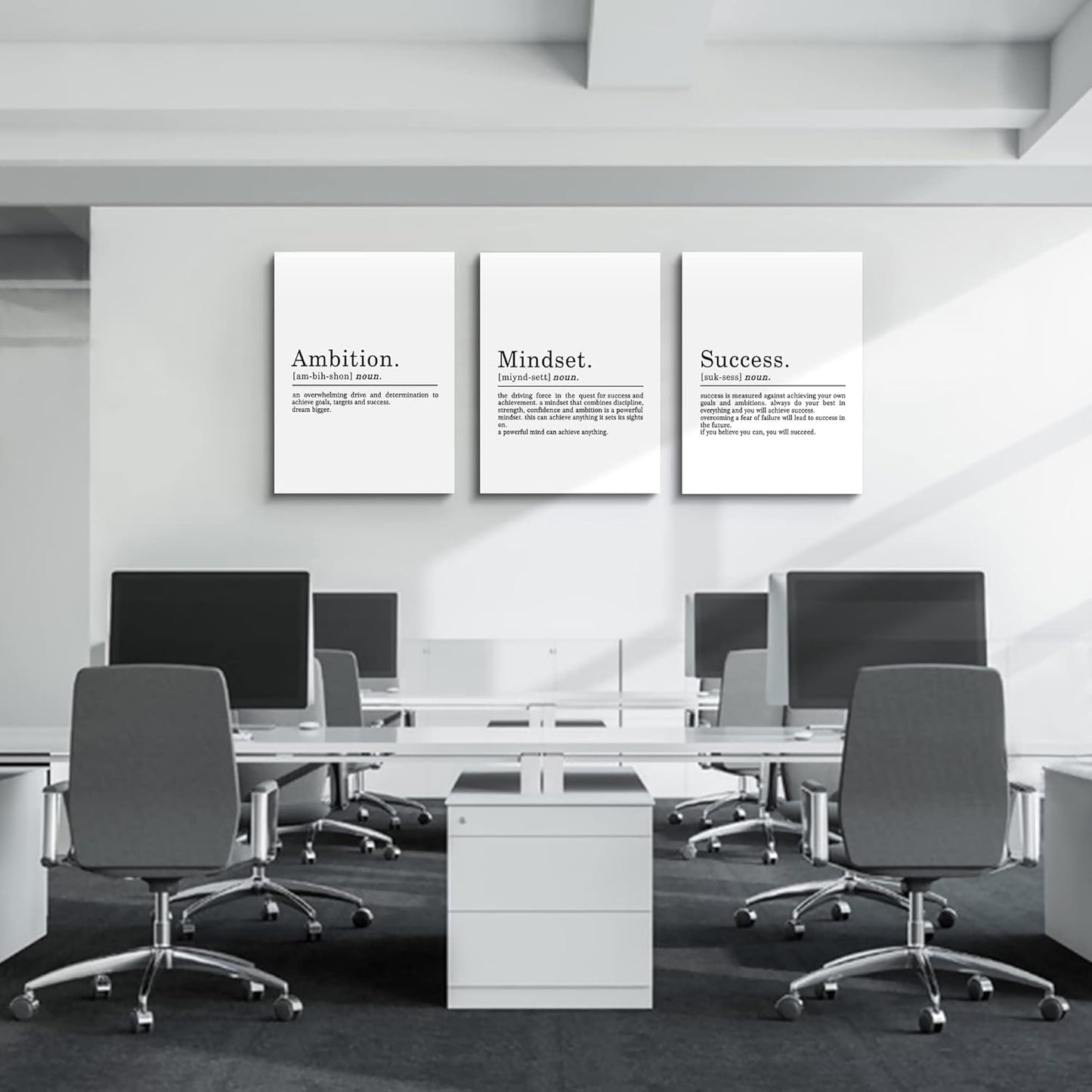 EPHANY ART - Inspirational Canvas Prints - Mindset Quotes, Motivational Wall Art Success Framed Entrepreneur Poster - Positive Quotes Wall Poster for Home Office Workplace (L-3pcs, 24x36inchx3pcs)