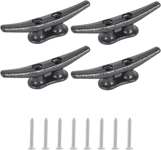 4 inch Dock Cleats 4/6/8/12/16/20/24 Pack,Boat Dock Cleats Rope Cleat Marine Cleats Iron Boat Cleats with Hardware ldeal for Deck,Nautical Decor,Cleats for Boat Dock,Boat Tie Down Cleats