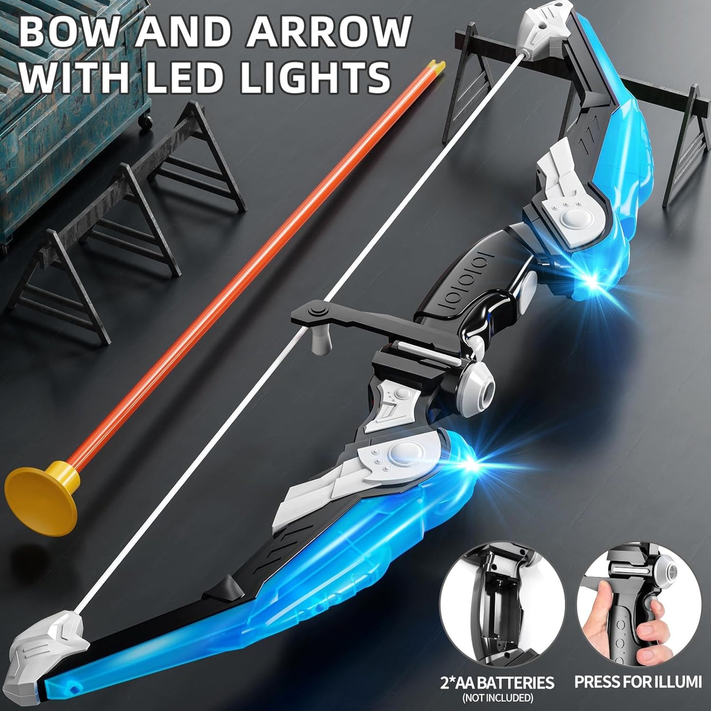 2 Pack Kids Bow and Arrow Set, LED Light Up Archery Toy Set with 30 Suction Cup Arrows, Standing Target, Quiver & 6 Score Targets, Bow and Arrows Set Toys Gift for 3-12 Year Old Kids Boys