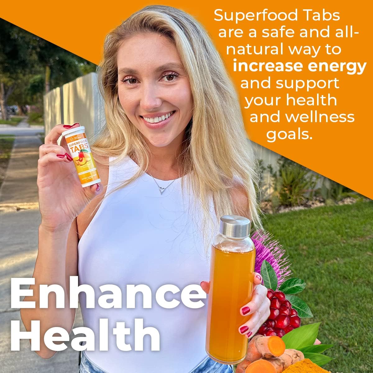 skinnytabs Anti-Bloat Cleanse Drink with 15 Superfoods | Supports Digestion, Energy & Cravings | Vegan, Non-GMO | 30 Effervescent Tabs – Peach Mango Flavor