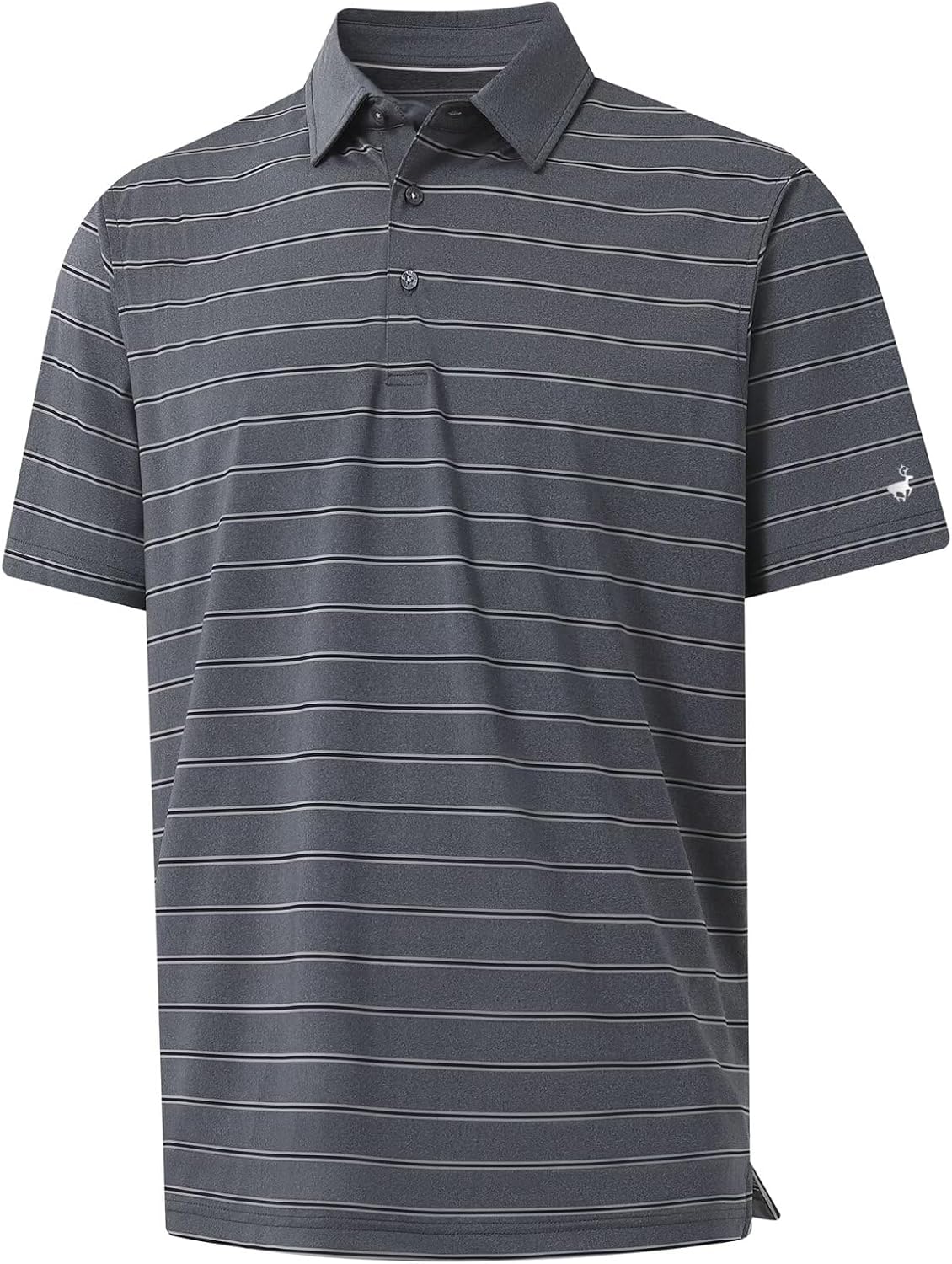 Rouen Polo Shirts for Men Dry Fit Performance Heather Stripe Golf Polo Moisture Wicking Lightweight Breathable Golf Shirts