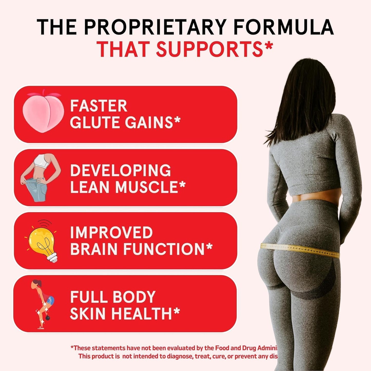 Creatine Monohydrate Powder, Glute Builder Creatine for Women with Collagen, BCAAs, 5g Vegan Micronized Creatine per Serving, for Energy, Muscle Support, 30 SVG, Unflavored