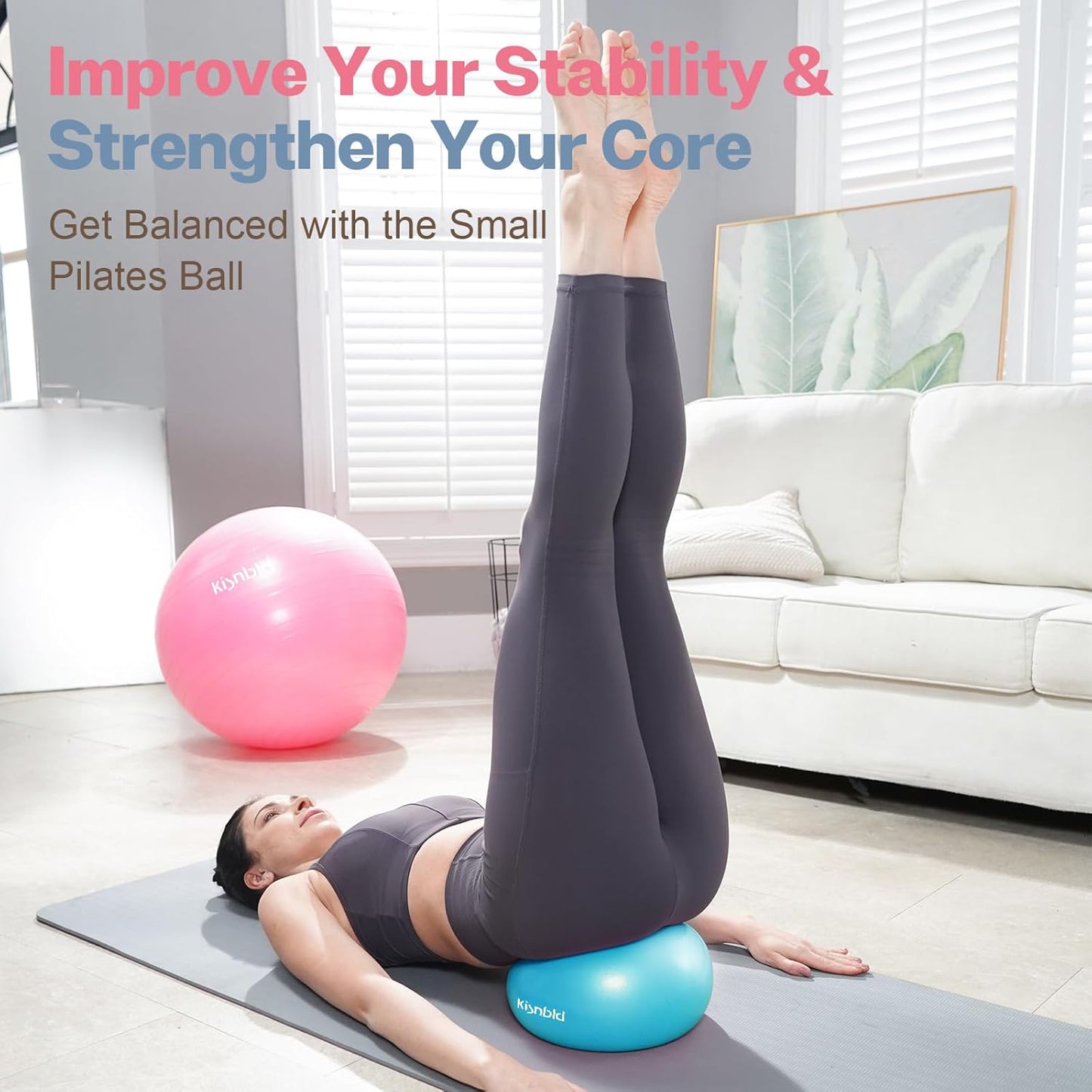 Small Exercise Ball, 9 Inch Mini Pilates Ball, Anti Burst and Slip Resistant Mini Yoga Ball for Stability, Fitness, Physical Therapy, Stretching & Core Strength Workout at Home Gym & Office