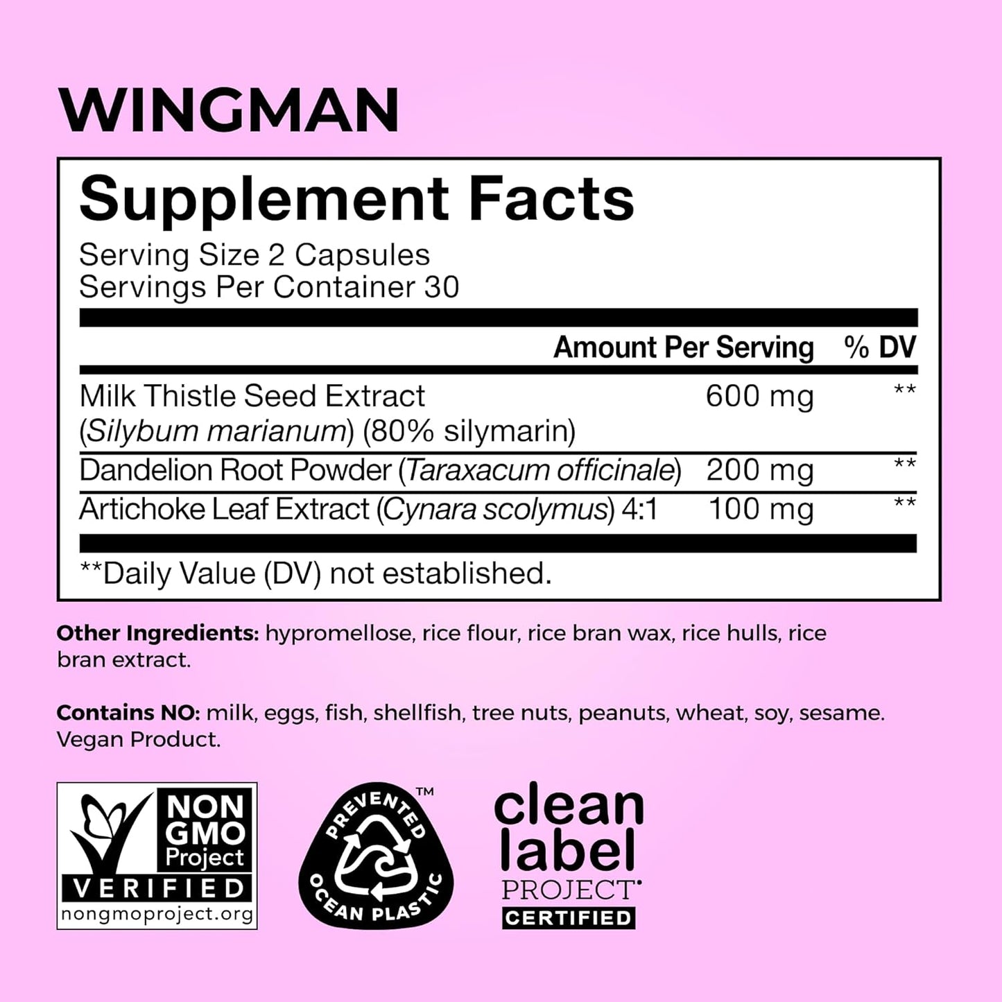 HUM Wing Man - Liver Detox and Liver Support Supplement with Milk Thistle, Dandelion Root Powder & Artichoke Leaf Extract - Helps Flush Liver of Toxins (60-Count)