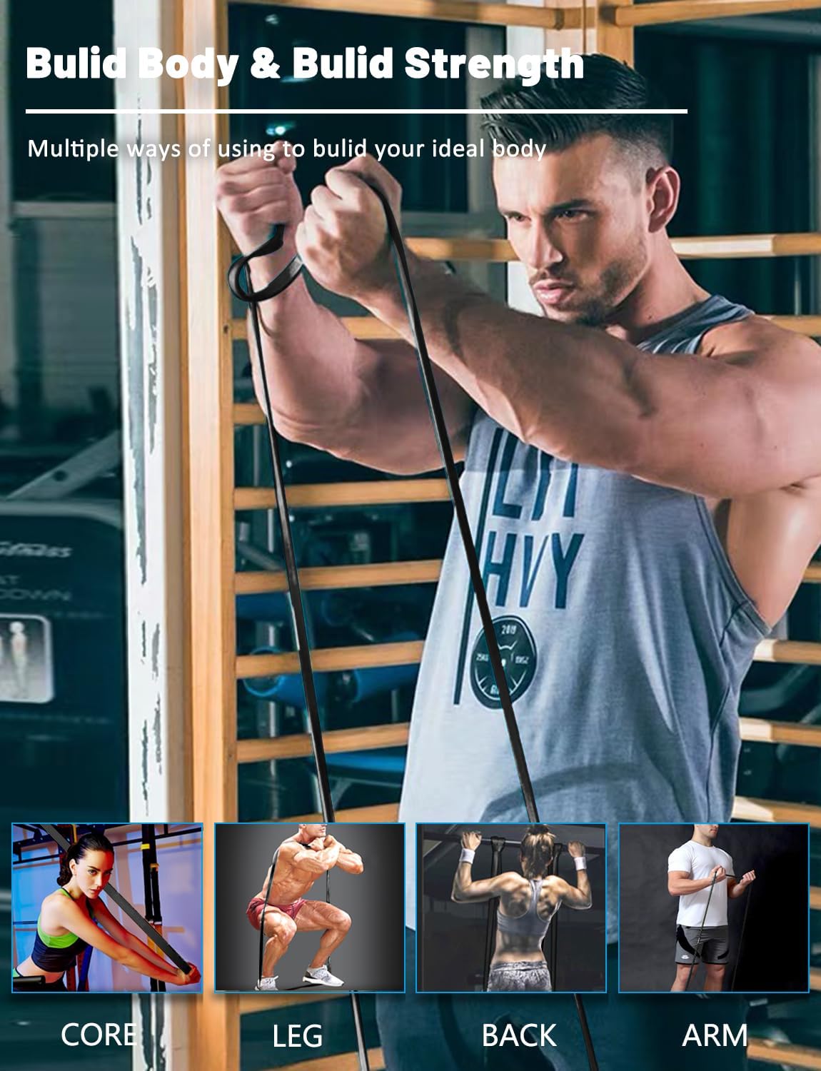 Resistance Bands, Pull Up Assist Bands - Workout Bands, Eexercise Bands, Long Resistance Bands Set for Working Out, Fitness, Training, Physical Therapy for Men Women