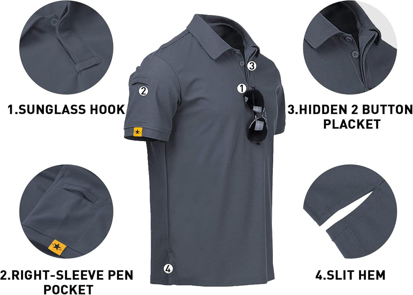V VALANCH Mens Polo Shirts Short Sleeve Moisture Wicking Golf Polo Athletic Collared Shirt Tennis T-Shirt Tops