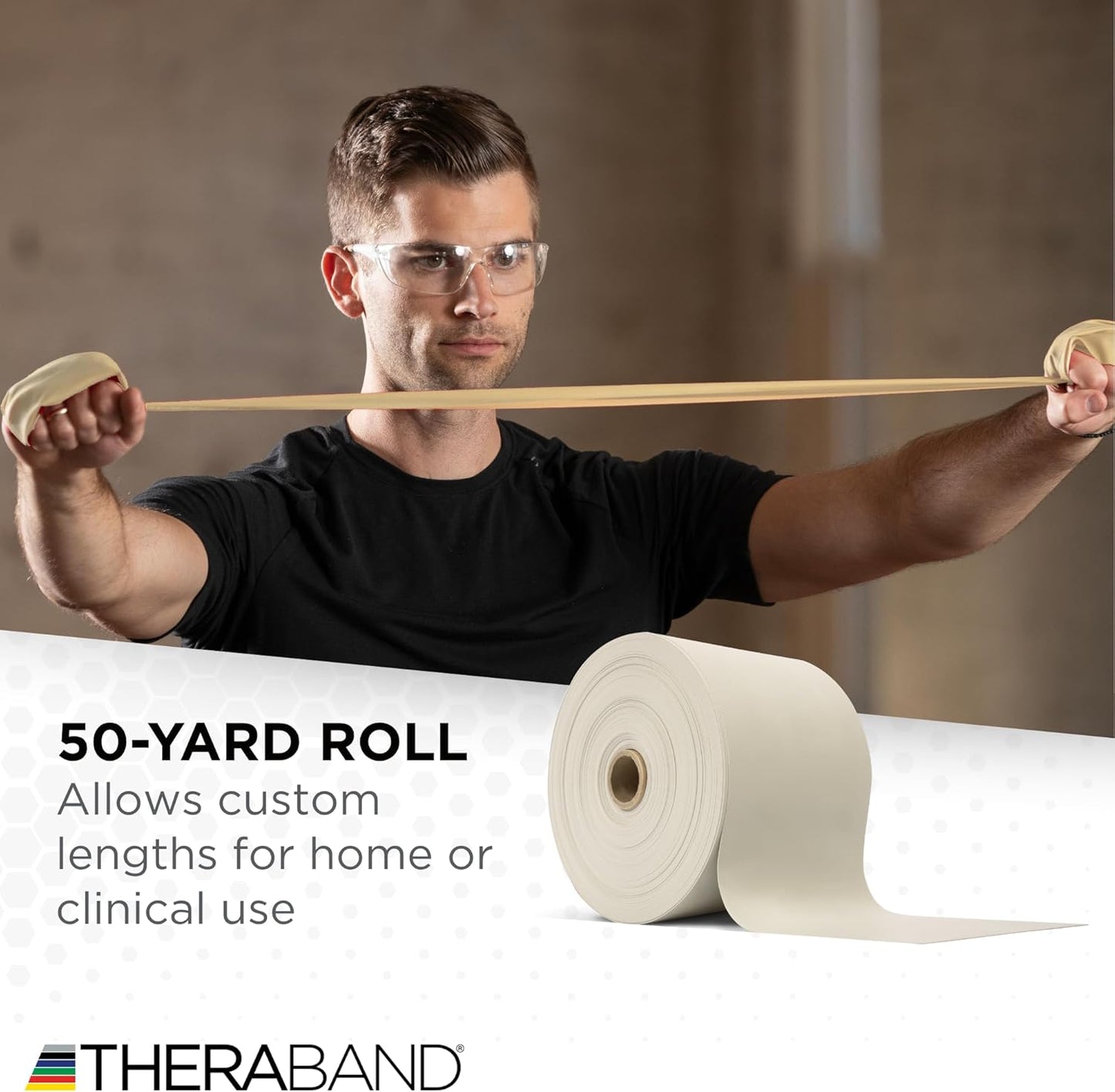 THERABAND Resistance Bands, 50 Yard Roll Professional Latex Elastic Fitness Band For Upper & Lower Body & Core Exercise, Physical Therapy, Pilates, Yoga, Stretching, Home Workouts, & Rehab