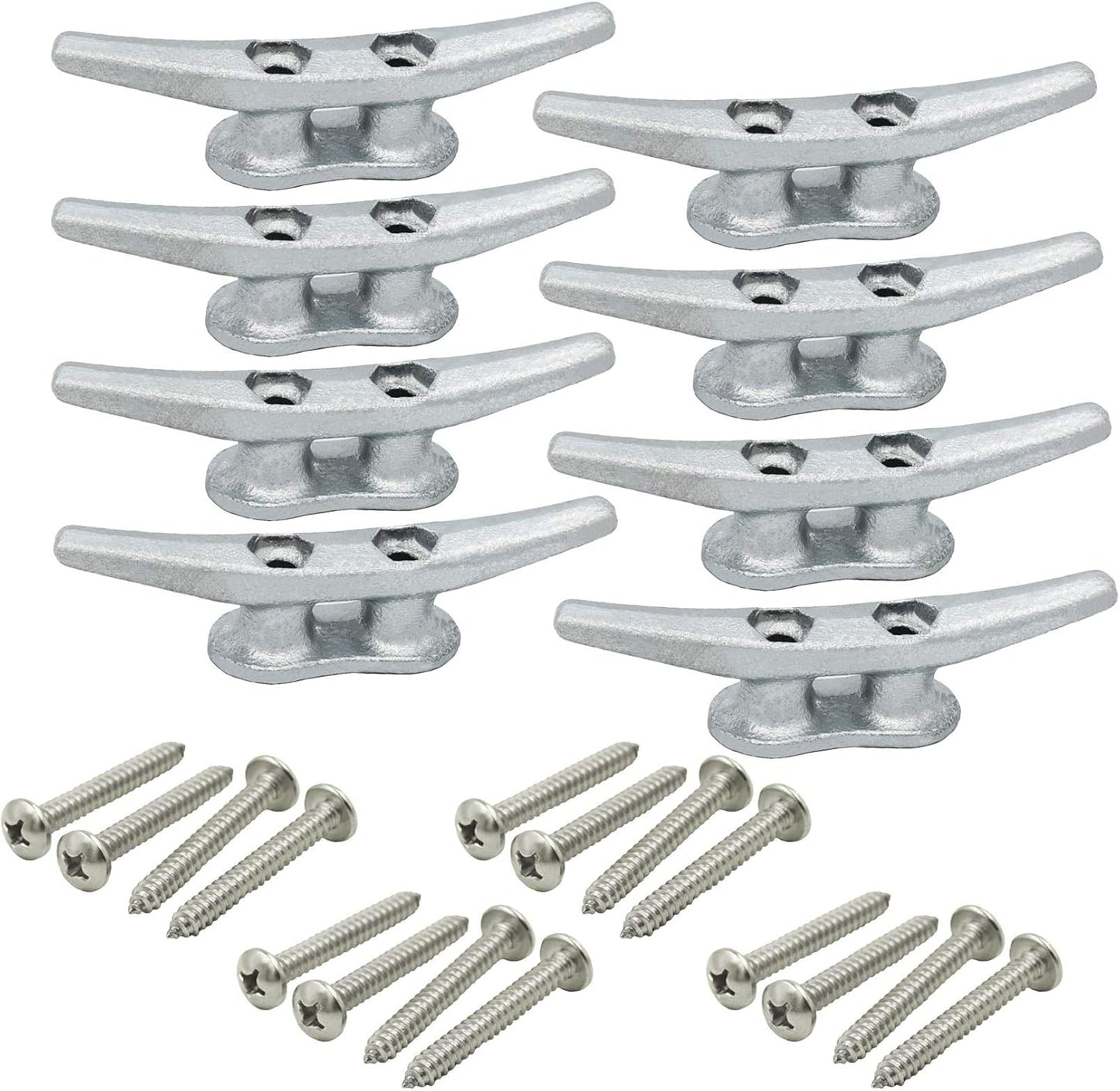 4 inch Dock Cleats 4/6/8/12/16/20/24 Pack,Boat Dock Cleats Rope Cleat Marine Cleats Iron Boat Cleats with Hardware ldeal for Deck,Nautical Decor,Cleats for Boat Dock,Boat Tie Down Cleats