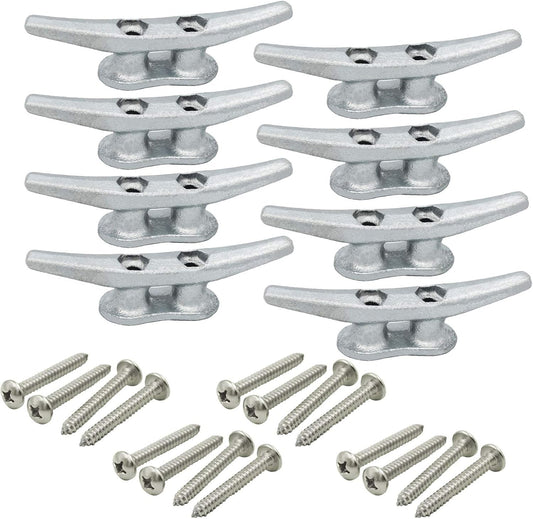 4 inch Dock Cleats 4/6/8/12/16/20/24 Pack,Boat Dock Cleats Rope Cleat Marine Cleats Iron Boat Cleats with Hardware ldeal for Deck,Nautical Decor,Cleats for Boat Dock,Boat Tie Down Cleats