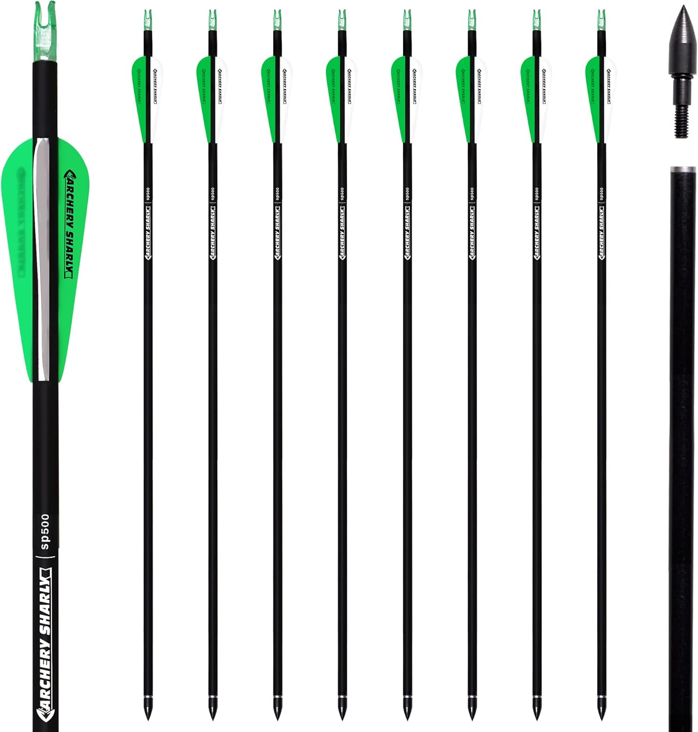 30Inch Carbon Hunting Arrow Targeting Practice Arrows with Removable Tips and Adjustable Nocks for Compound & Recurve Bow (Pack of 12)