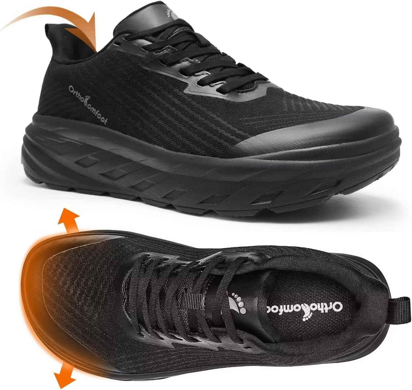 OrthoComfoot Orthopedic Diabetic Men's Wide Shoes: Comfortable Arch Support Running Sneakers, Plantar Fasciitis Wide Toe Box Work Tennis Outdoor Walking Shoes for Swollen Feet, Heel Pain