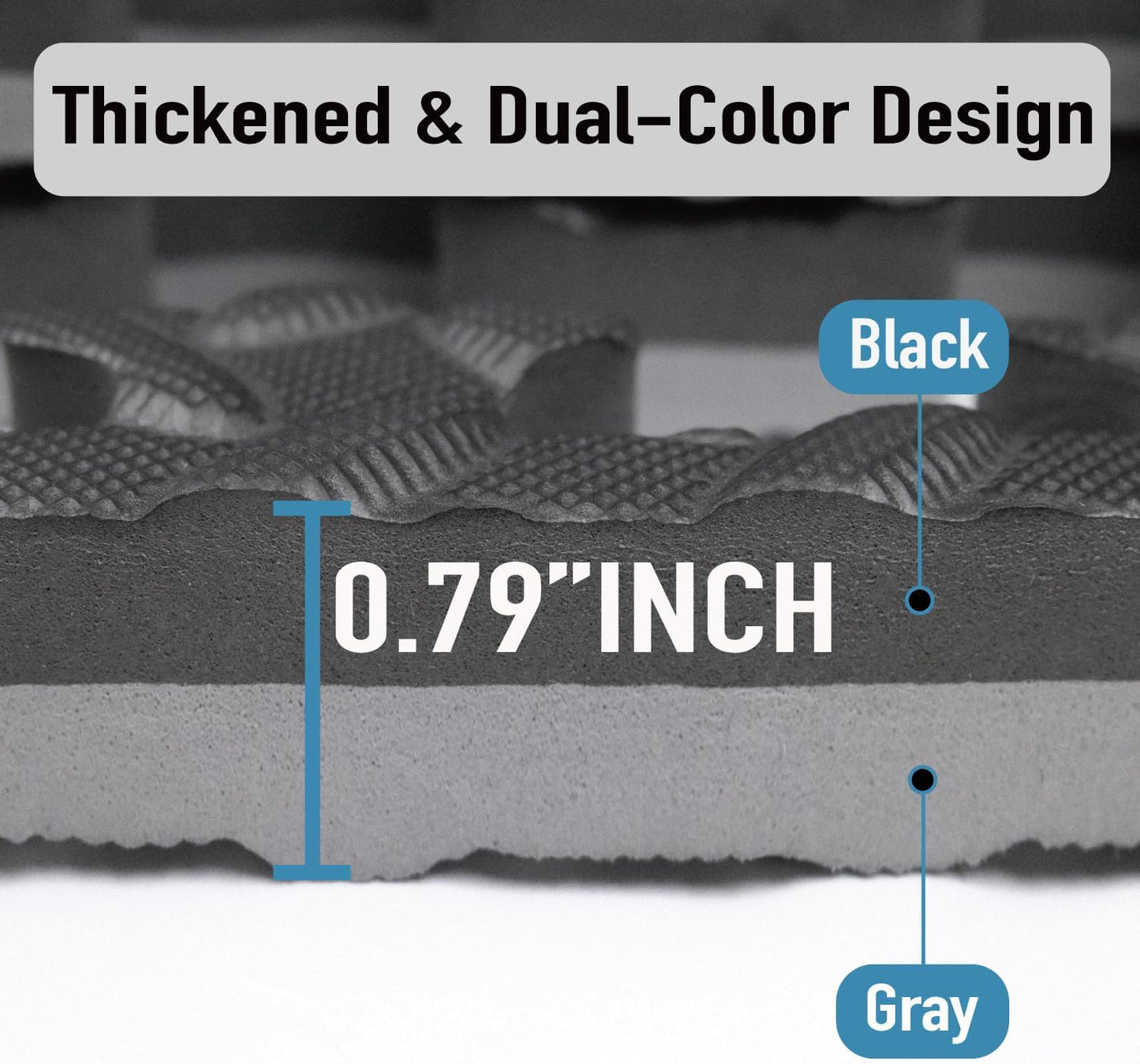 AIRHOP Upgraded 0.79" Extra Thick 48 Sq Ft High-Density Eva Foam Exercise Gym Mats, 12 Pcs Large Interlocking Puzzle Floor Tiles (24"x24") for Home Gym, Black&Gray