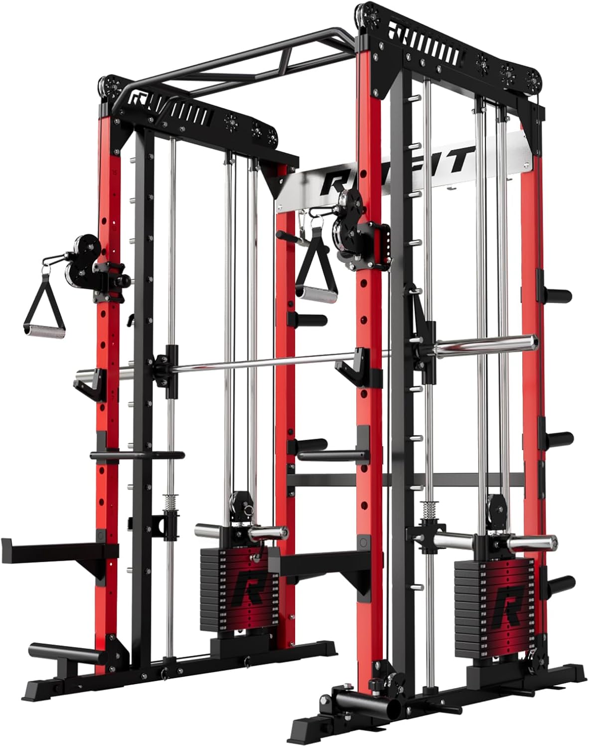 RitFit M1 & M1 Pro Smith Machine with Cable Crossover System, Multi-Function Squat Rack Power Cage for Home Gym, Power Rack and Packages