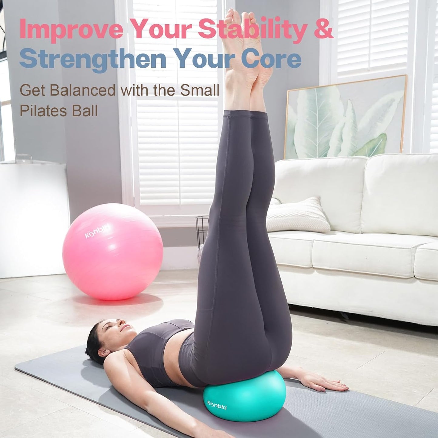 Small Exercise Ball, 9 Inch Mini Pilates Ball, Anti Burst and Slip Resistant Mini Yoga Ball for Stability, Fitness, Physical Therapy, Stretching & Core Strength Workout at Home Gym & Office