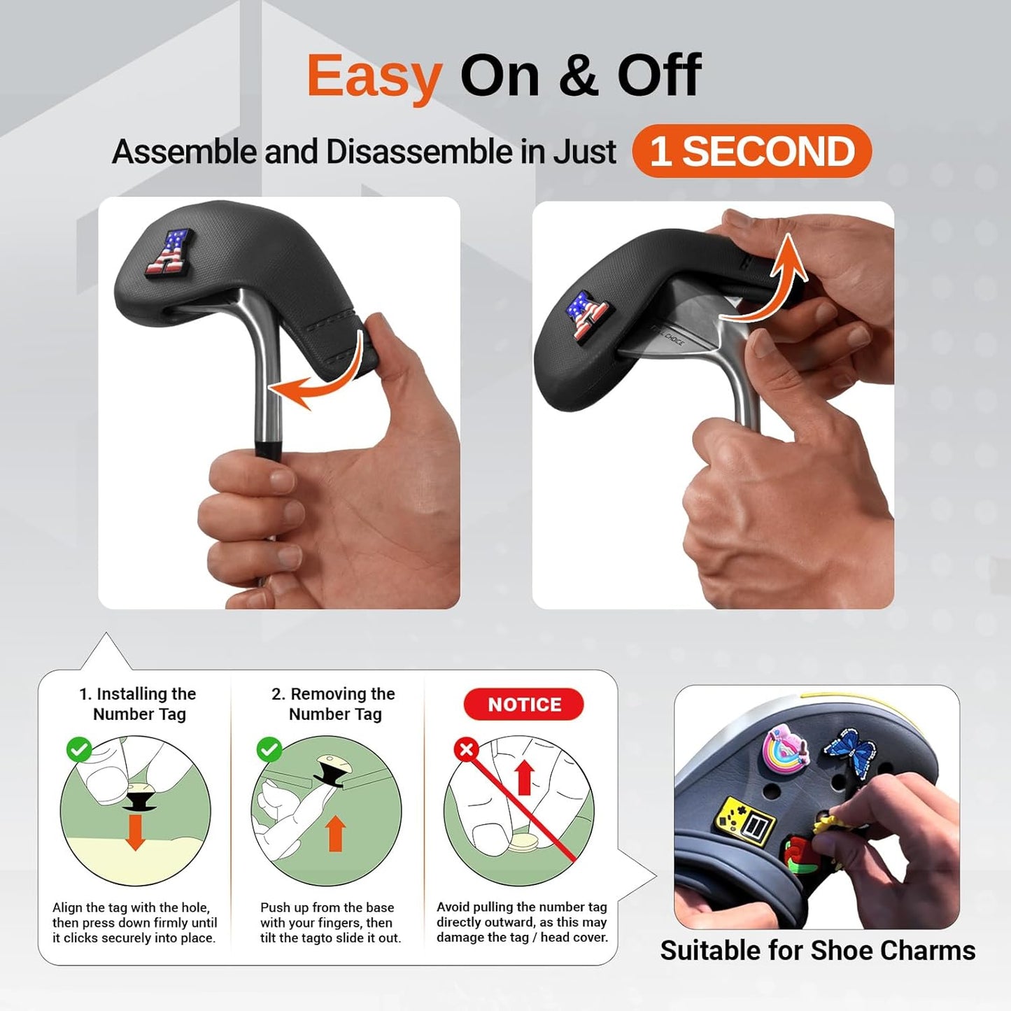 10pcs EVA Golf Club Covers – 7 Iron & 3 Wedge Covers with Numbers – Washable, Wear-Resistant Protection – Easy On & Off for Golf Irons & Wedges