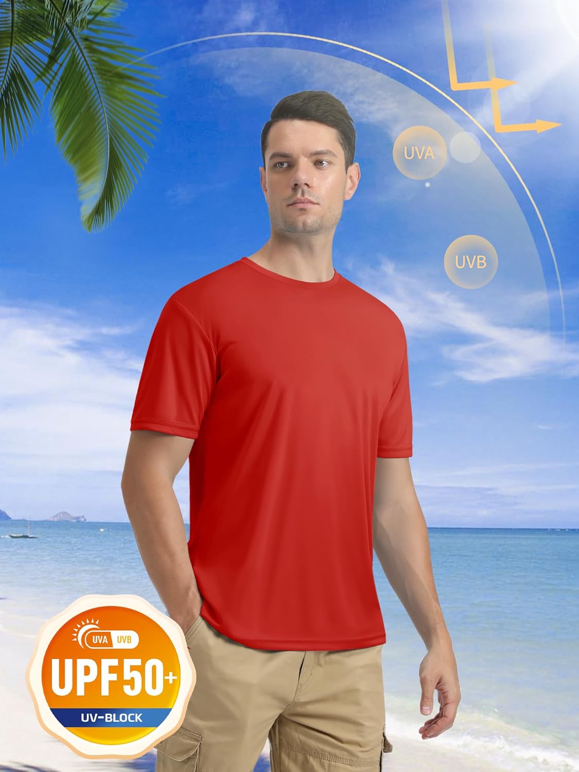 MAGCOMSEN Men's Short Sleeve UPF 50+ T-Shirt Quick Dry Rash Guard Athletic Running Swim Top Tee Performance Water Shirts
