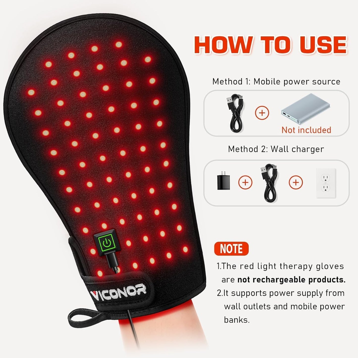 Red Light Therapy Device for Hands, Infrared-Light-Therapy-Gloves Finger Wrist, Led Near Infrared Carpal Tunnel
