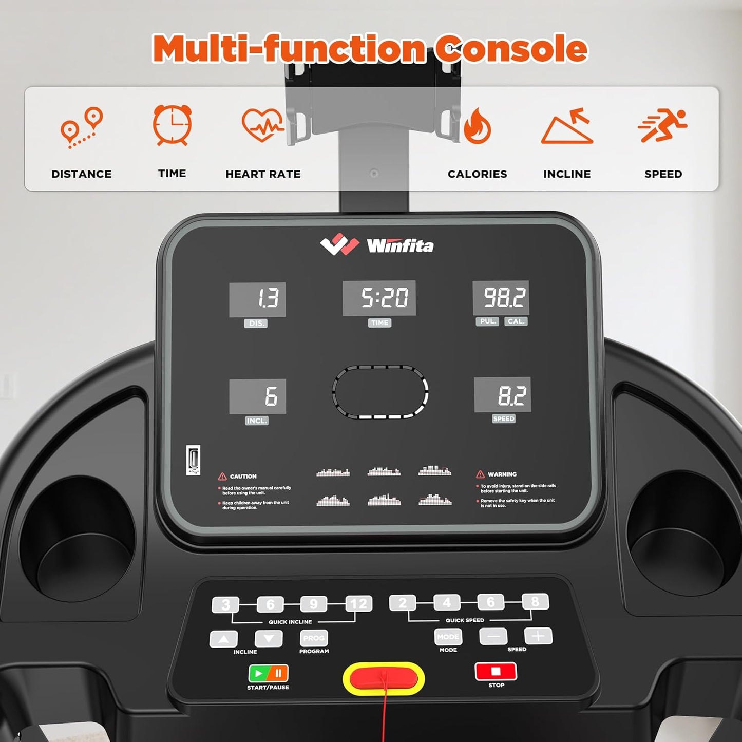 Treadmills for Home, Folding Treadmill with Auto Incline, 300 LBS Capacity, 8MPH or 10MPH Max Speed, Double Deck Shock-Absorbing Running Machine with Bluetooth, App, 64 Programs, Pulse Monitor