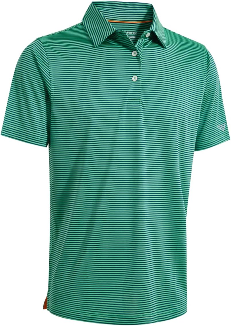 Men's Golf Polo Shirts Short Sleeve Striped Performance Moisture Wicking Dry Fit Golf Shirts for Men