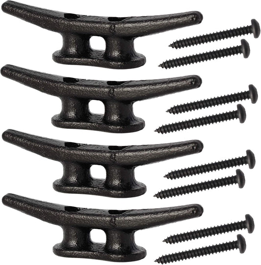4 inch Dock Cleats 4/6/8/12/16/20/24 Pack,Boat Dock Cleats Rope Cleat Marine Cleats Iron Boat Cleats with Hardware ldeal for Deck,Nautical Decor,Cleats for Boat Dock,Boat Tie Down Cleats
