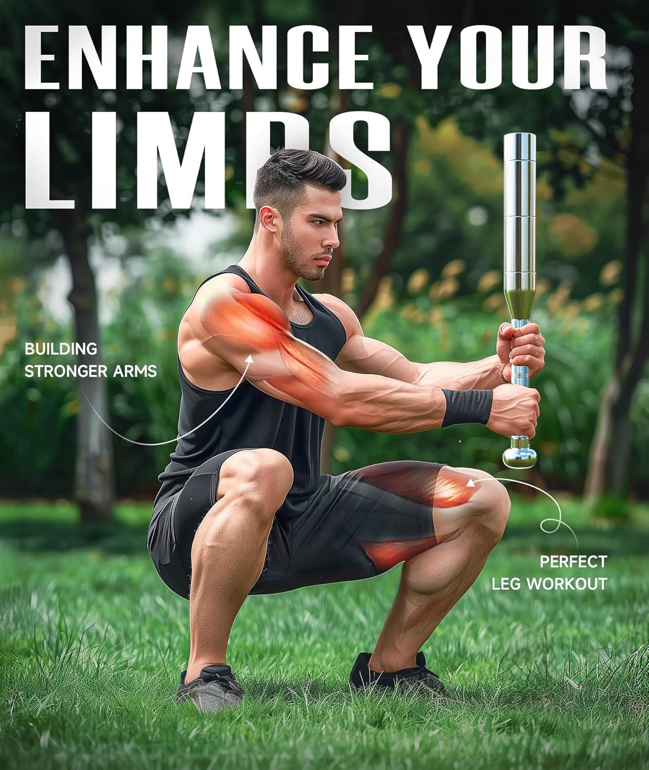 Adjustable Macebell Clubbell for Strength Training, 6/8-in-1 Premium Steel Indian Club for Full Body, Muscles, Shoulder, Grips & Forearms Workouts to Stretching