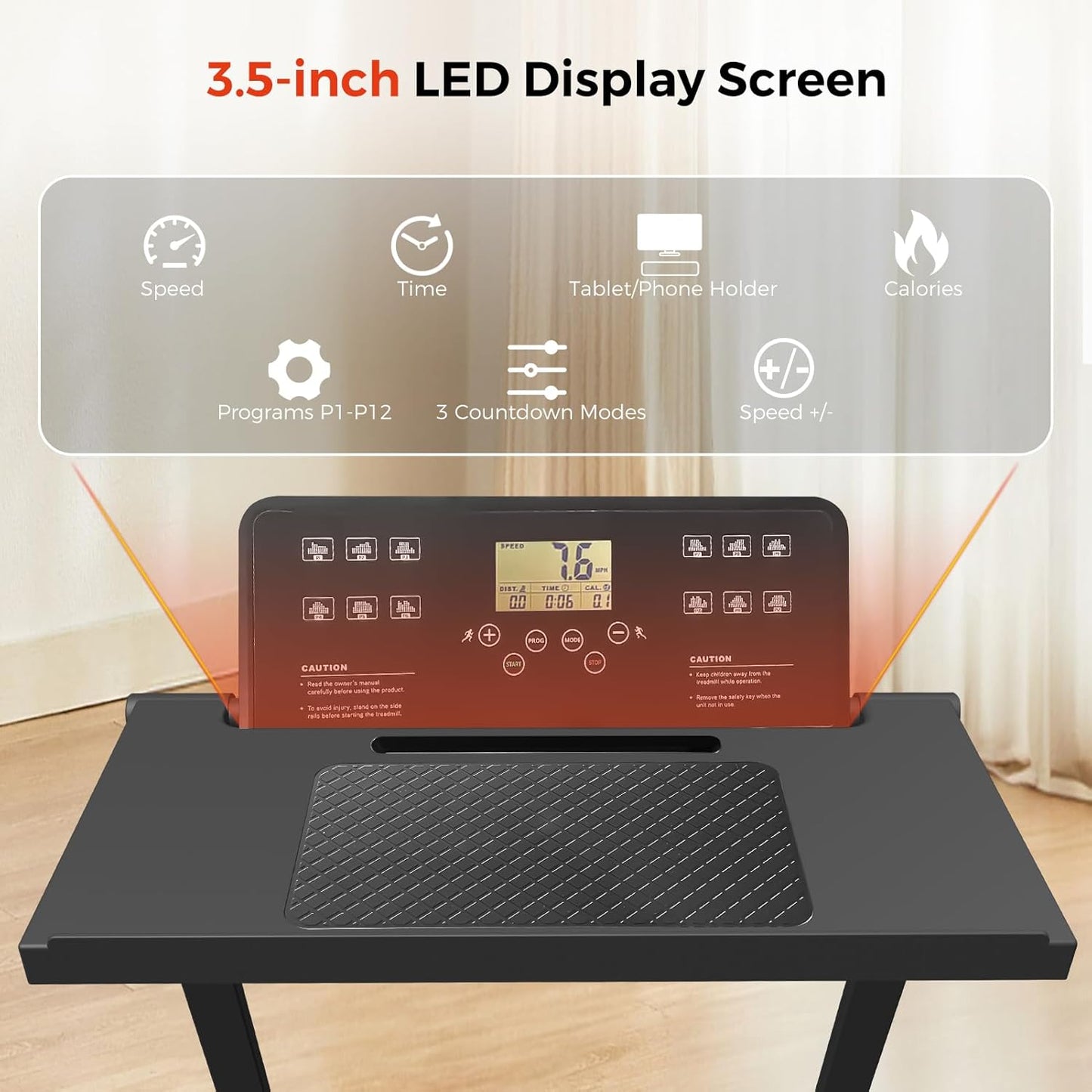 Portable Foldable Treadmills for Home, Small Folding Treadmill for Home Office with 300 LBS Capacity, Walking Running Exercise Electric Compact Treadmill with LED Display