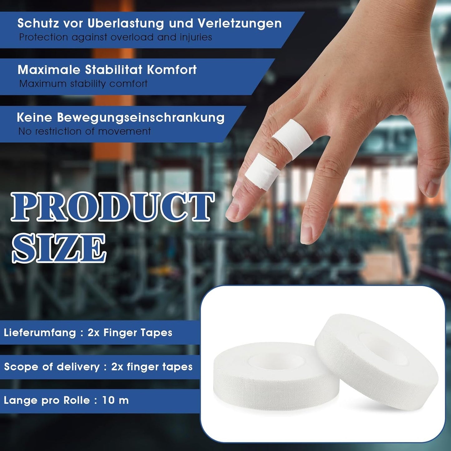 3 Rolls Athletic Tape, Finger Tape No Sticky Residue Wrist Ankle Tapes Extra Strong Adhesive Sports Tapes for Volleyball Basketball Climbing Boxing Weight Lifting