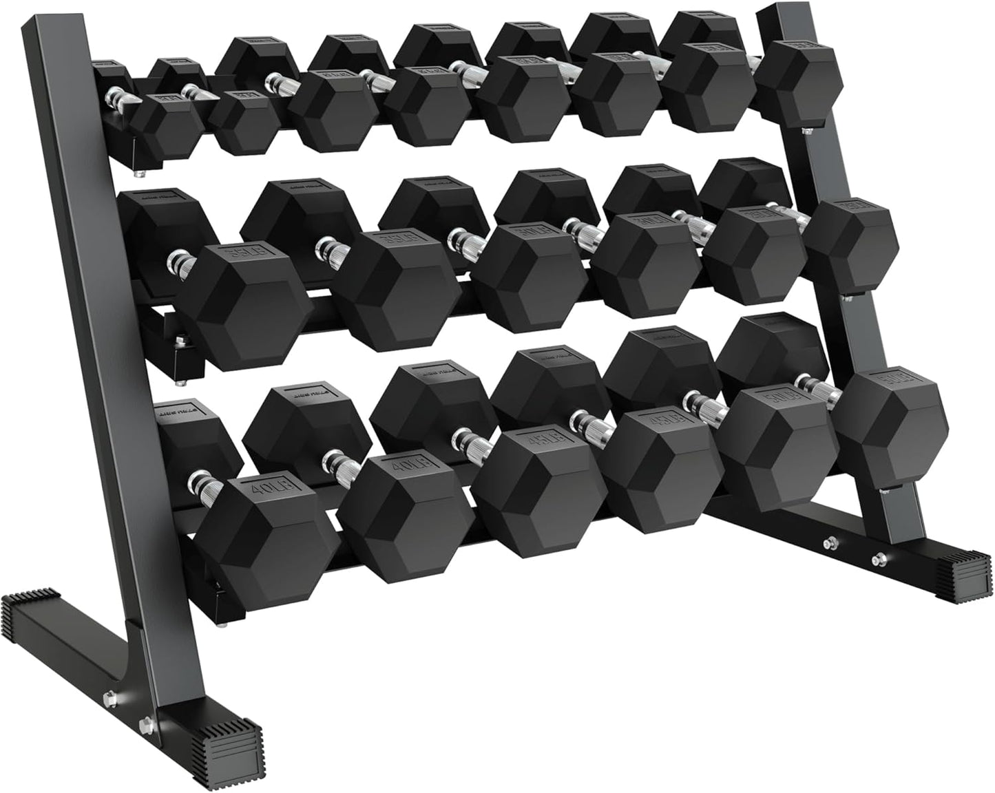 450/550 Dumbbell Sets with Rack, Rubber Hex Dumbbells, Free Weight set for Home Gym, Hand Weights with Chrome Handle for Strength Training
