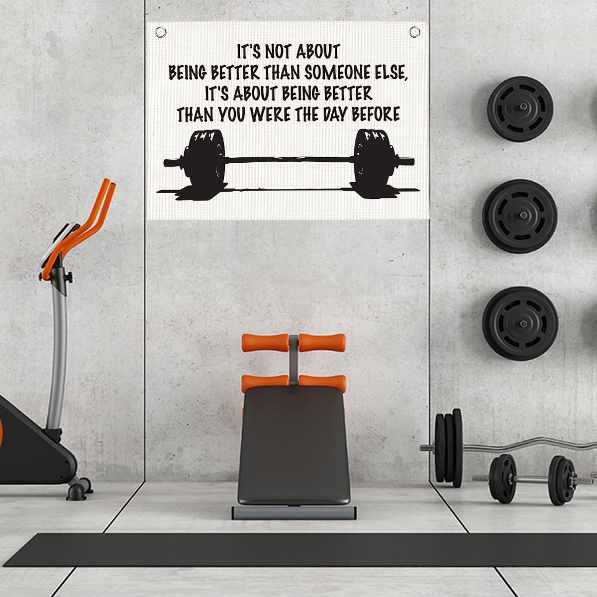 It's Not About Being Better Than Someone Else Gym Motivational Wall Art Banner Dorm Posters Gifts for Guys Men Women Gym Flag Decor for Home Gym Bedroom Workout Room 30x20 Inchs