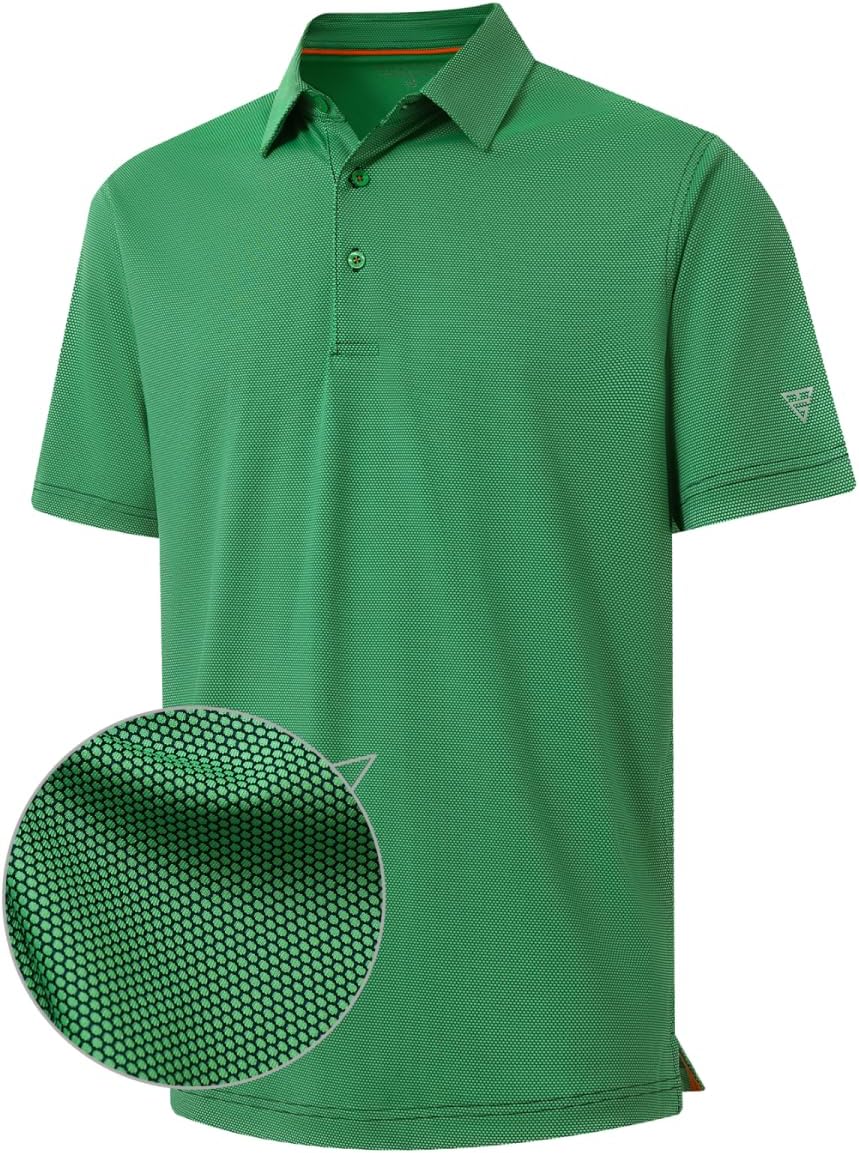 M MAELREG Golf Shirts for Men Dry fit Sports Jacquard Lightweight Performance Texture Short Sleeve Collared Polo Shirts