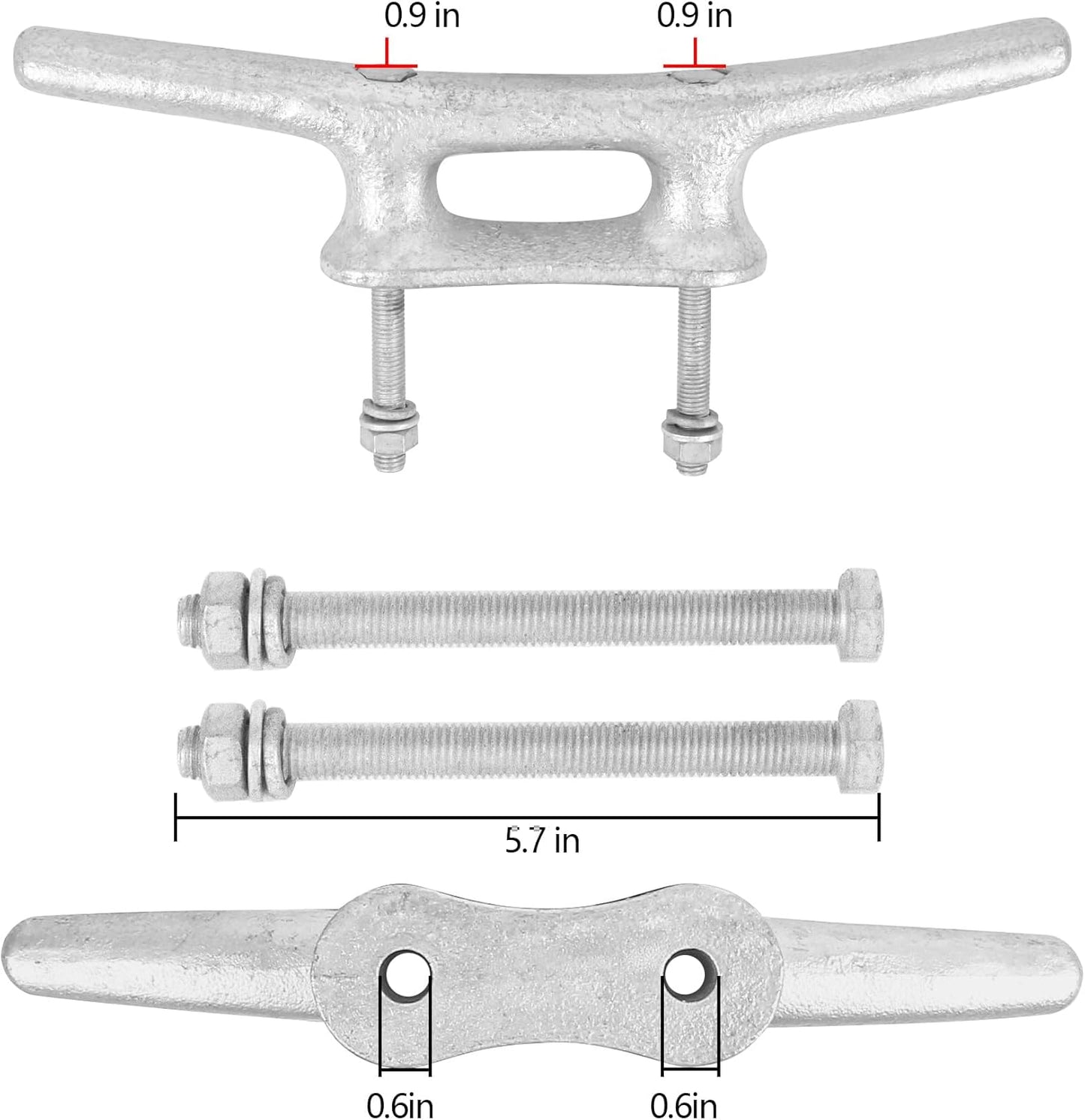 6/8/10/12/14 inch Dock Cleats With Bolts,Hot Dipped Galvanized Cast Iron Boat Cleats,Rope Cleat Boat Dock Cleats for Boat Docks,Decks,Piers for Tying up Boats,Marine Decor(1,2,4,5,6,8,10,12 Pack)