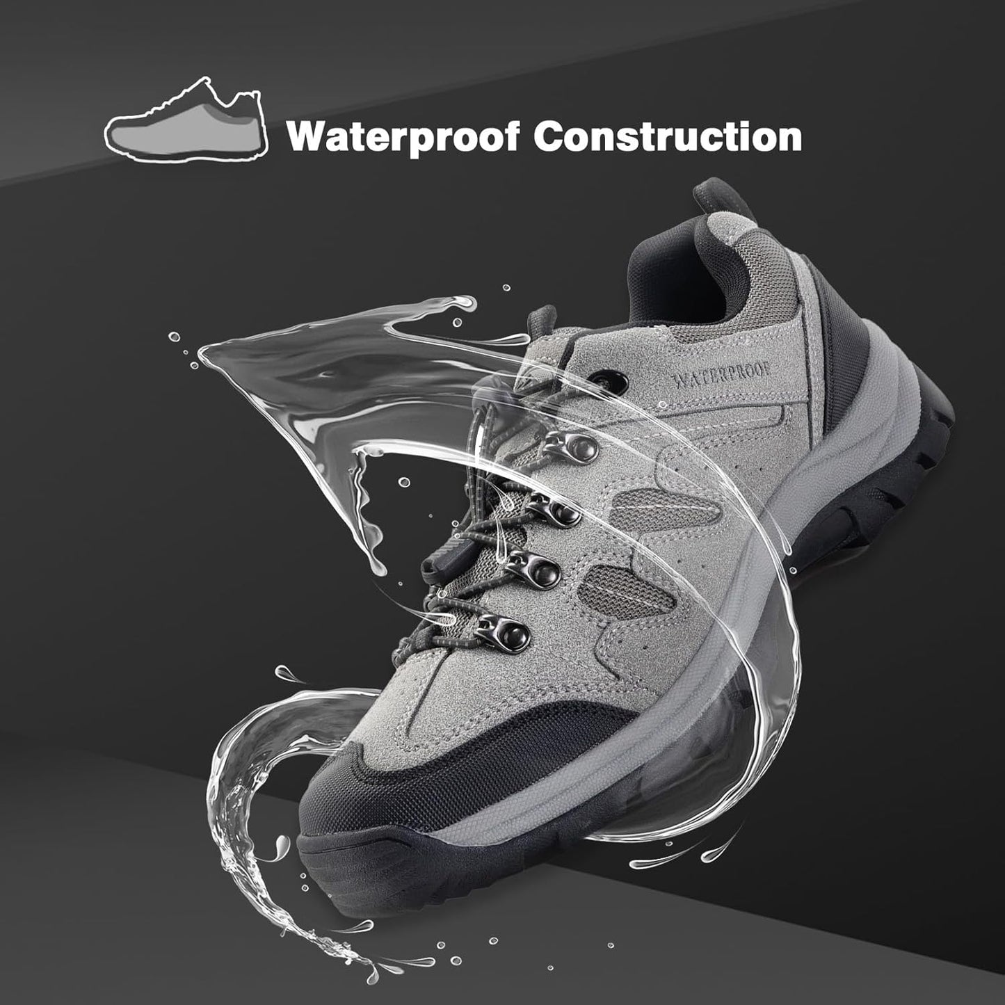 CC-Los Men's Waterproof Hiking Shoes Outdoor Comfortable Trekking Shoe Lightweight Working Sneaker