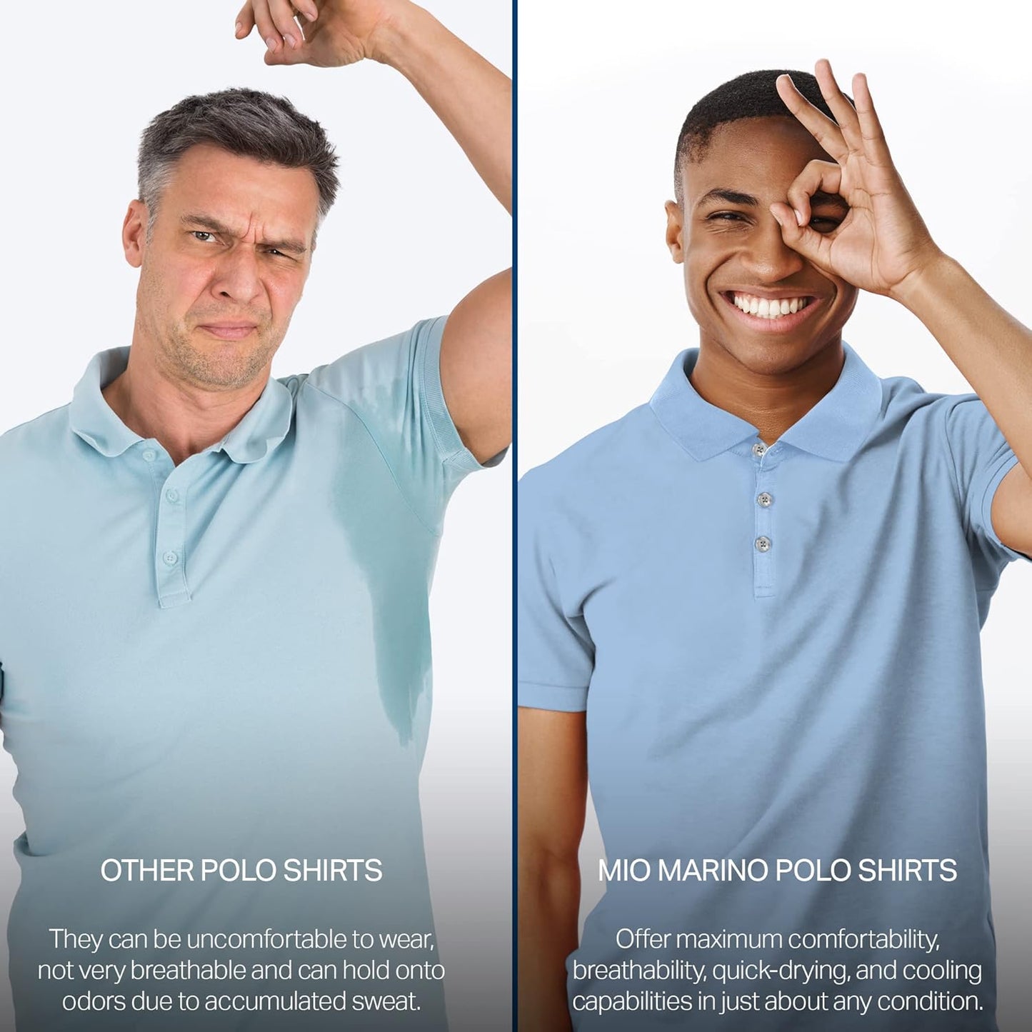 Mio Marino Golf Polo Shirts for Men - Dry Fit - Ultra-Thin Breathable Fabric