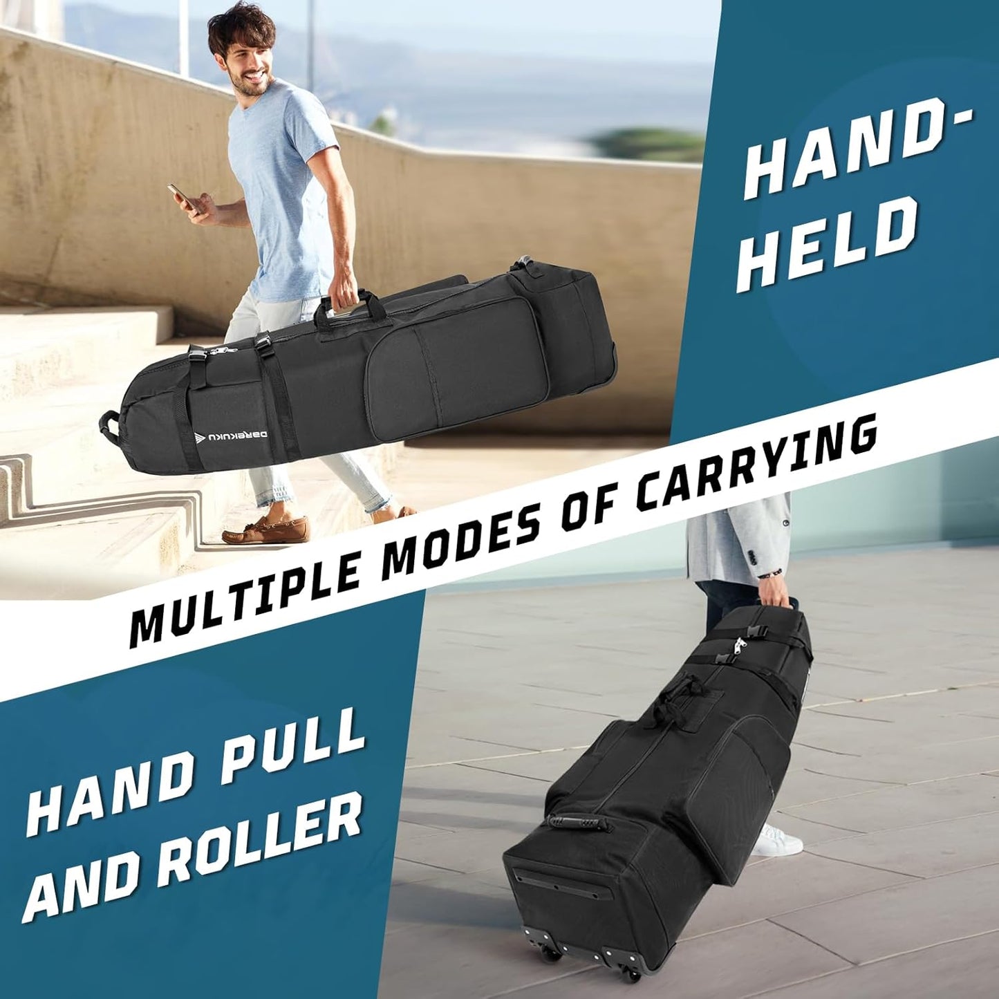Golf Travel Bag with Wheels, Portable Golf Club Travel Cover for Airlines, 4 Large Pockets,1200D Heavy Duty Wear-Resistant, Soft Sided Foldable Golf Travel Case for Easy Storage