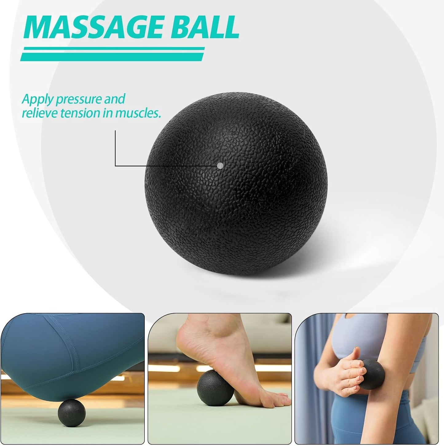 5-in-1 Foam Roller Set, Massage Roller Stick, Massage Ball, Resistance Band for Deep Muscle Massage, Trigger Point Release, Pilates, Yoga (Black-Wave)