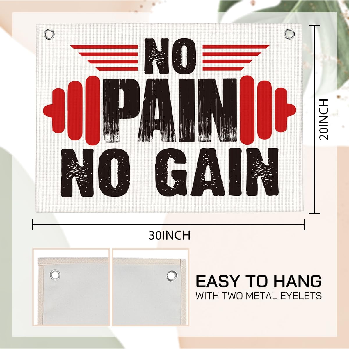 No Pain No Gain Gym Motivational Wall Art Banner Dorm Posters Gifts for Guys Men Women Gym Flag Decor for Home Gym Bedroom Workout Room 30x20 Inchs