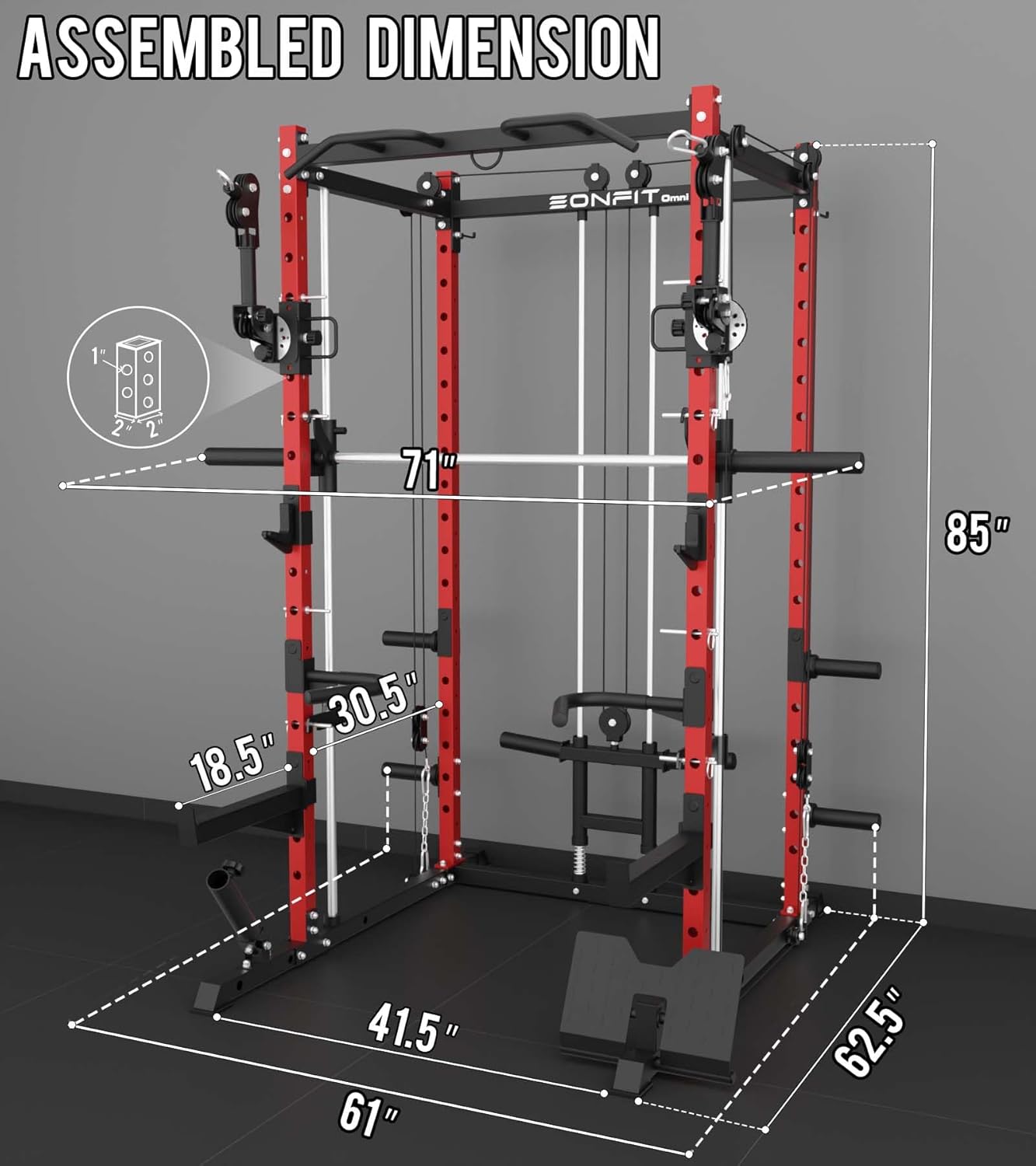 Eonfit E3 Smith Machine with 360°Rotating Arm for Home Gym Equipment, Multi-Function Power Cage Squat Rack with Cable Crossover LAT Pulldown Pulley System All in One