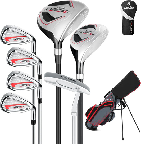 8 Pieces Complete Golf Club Set – Full Set with Bag, Fairway Wood, Hybrid, Irons, Putter – Lightweight, Beginner Friendly, Premium Quality, Distance & Accuracy, Easy to Use for Men & Women