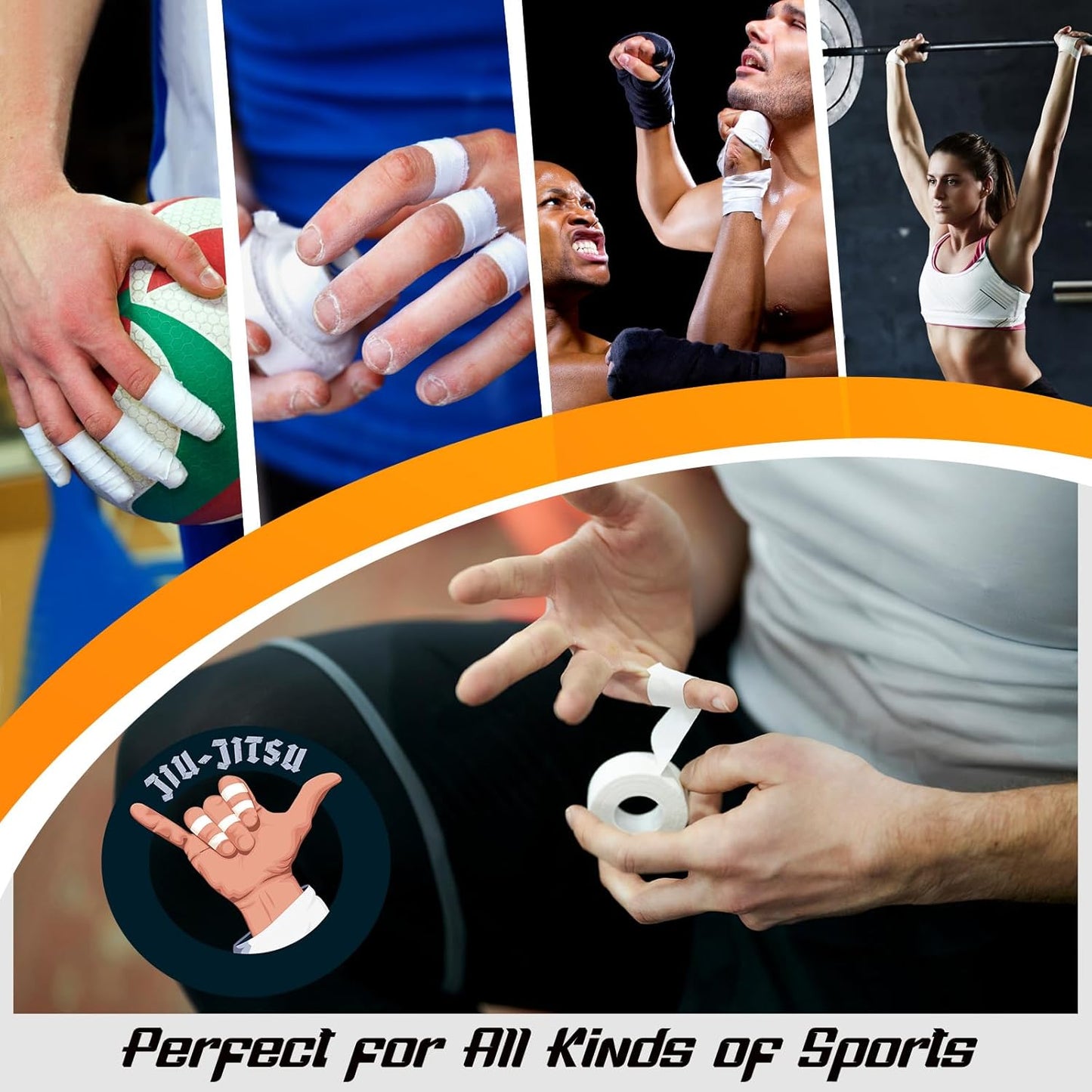 Pro Finger Tape 9 Pack - 0.3” x 45 Ft White Athletic Sports Tape for Rock Climbing,BJJ,Jiu-Jitsu,Wrestling,Judo