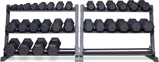 REP Fitness Rubber Hex Dumbbell Set, Adjustable Weight Pairs, Home Gym Equipment, Strength Training For Men Women, Black Coated Grips, Workout Rack Storage Optional, Heavy Lb Free Weights