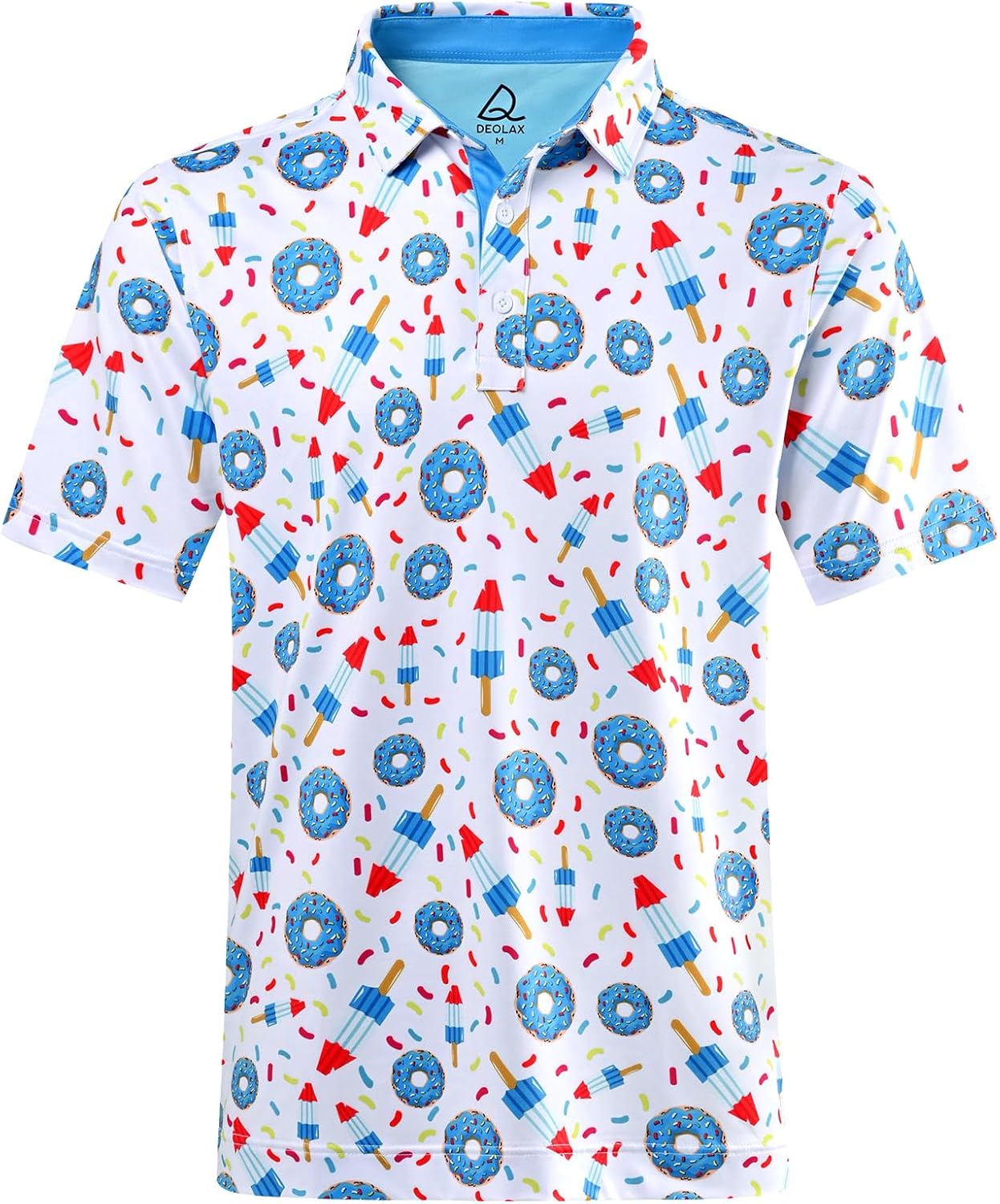 DEOLAX Mens Polo Shirts Fashion Print Mens Golf Shirt Dry Fit Mens Golf Polo Short Sleeve Quick Dry Funny Golf Shirt for Men