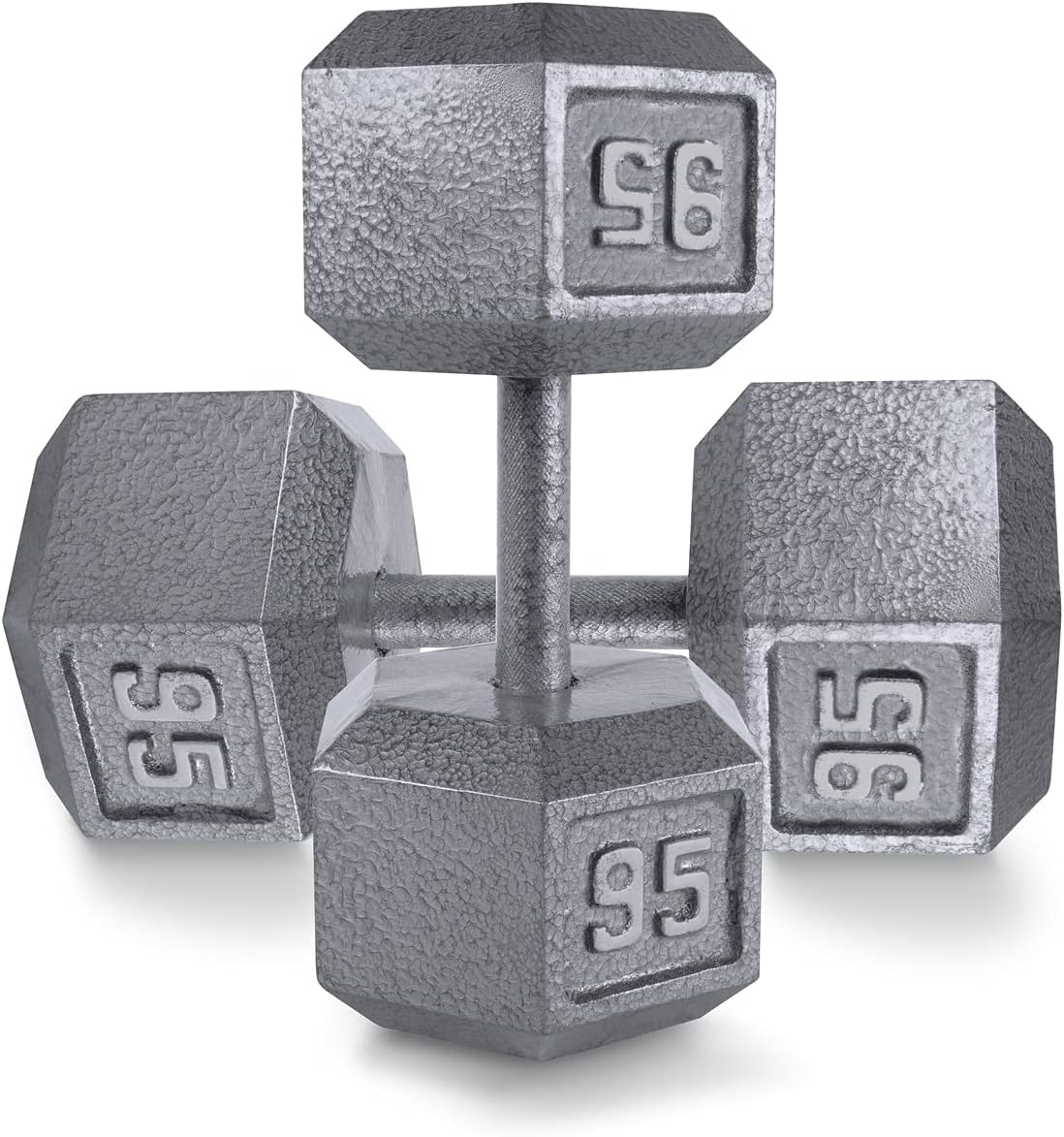 WF Athletic Supply Cast Iron Solid Hexagon Gray/Black Dumbbells, Strength Training Free Weights Set of 2 for Women and Men, Hand Weights Sold by Pairs, Multi-Select Size Options Available