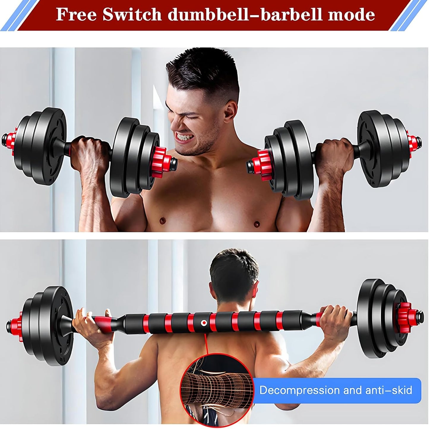 Adjustable-Dumbbells-Sets,Free Weights-Dumbbells Set of 2 Convertible To Barbell A Pair of Lightweight for Home Gym,Women and Men Equipment