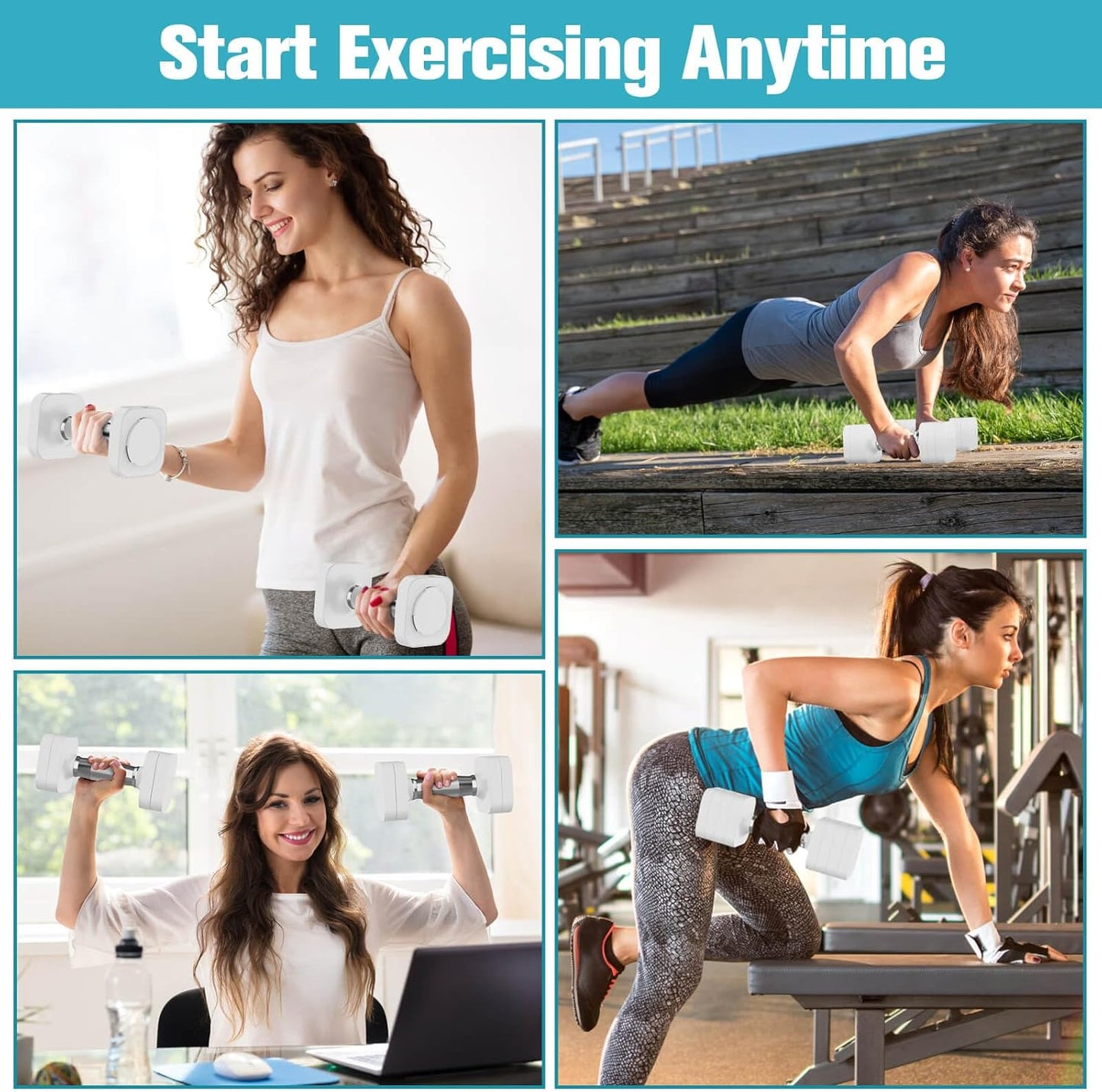 22LBS Adjustable Dumbbells Set, Adjustable Weight Dumbbells with 4 Levels 4.4lb, 6.6lb, 8.8lb, 11lb, Hand Weights Sets for Women/Men Home Gym Full Body Workout