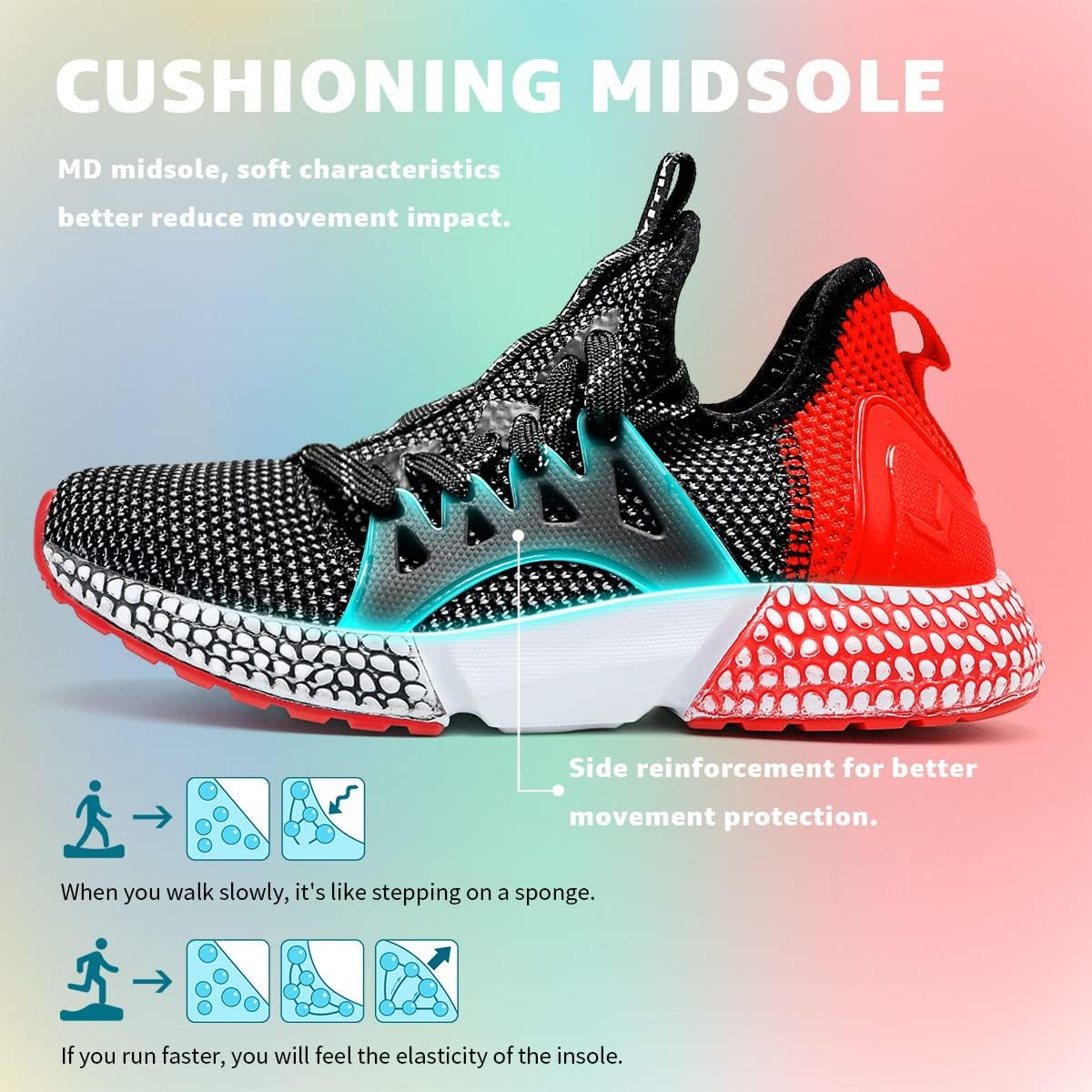 WETIKE Boy's Shoes Mesh Slip on Lightweight Running Sneakers