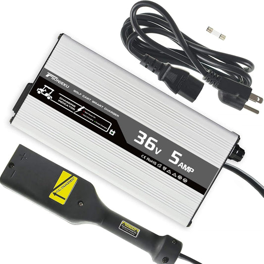 36V 5A Smart Golf Cart Battery Charger for Lead-Acid Batteries with EZGO-TXT Plug - 4-Stage Charging Technology, Fast & Safe Charging